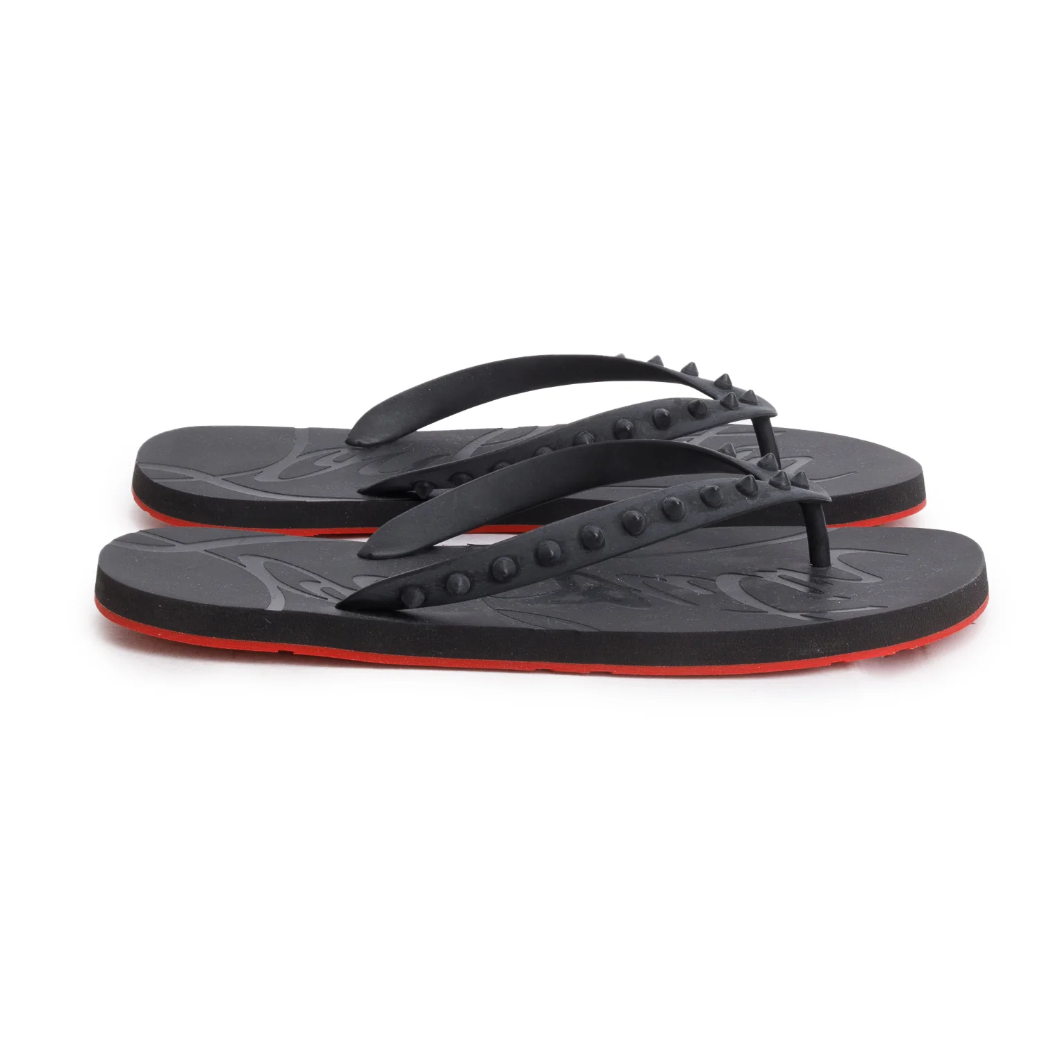 Christian Louboutin Black Rubber Stud Accent Flip Flops, Men's Size 45 - Image 2