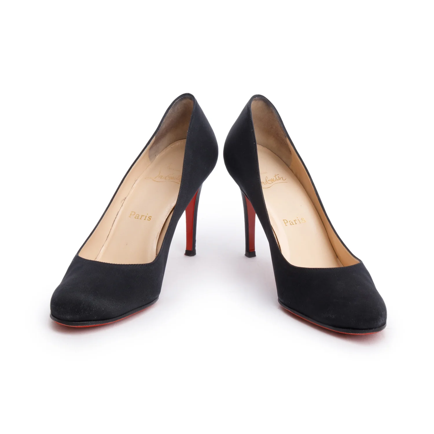 Christian Louboutin Black Satin New Declic 120 Pumps, Size 40 - Image 3