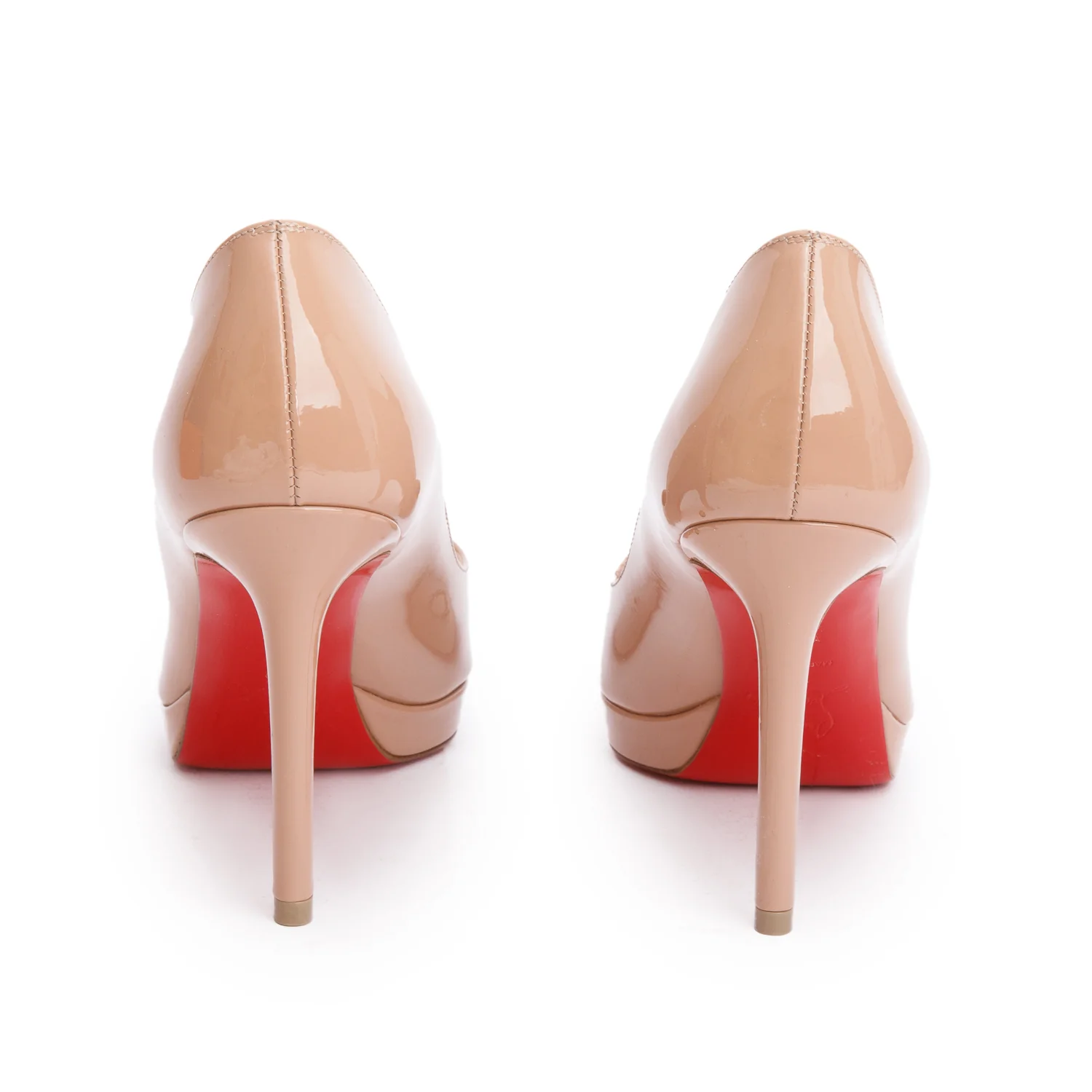 Christian Louboutin Nude Patent Leather Pigalle Plato 100 Pumps, Size 35 w/ Box - Image 5