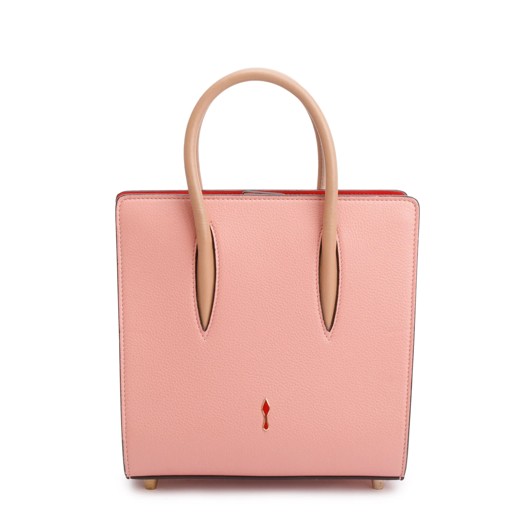 Christian Louboutin Pink Calf Leather Spike Small Paloma Tote Bag w/ Strap - Image 3