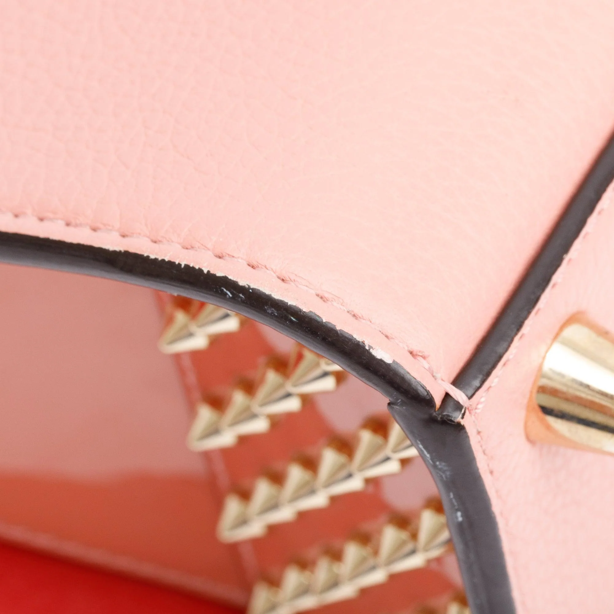 Christian Louboutin Pink Calf Leather Spike Small Paloma Tote Bag w/ Strap - Image 7