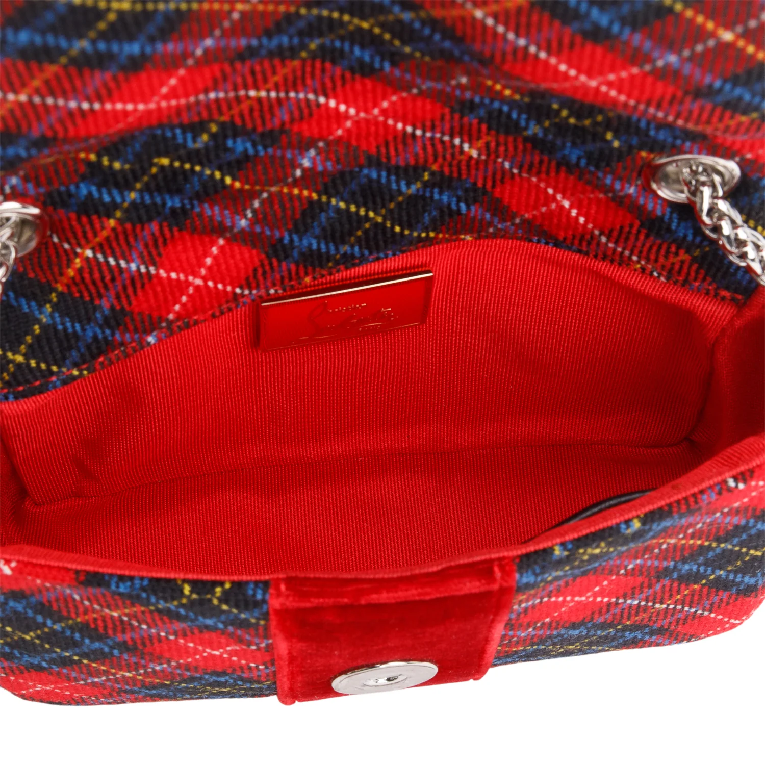 Christian Louboutin Plaid Wool Sweet Charity Crossbody Bag - Image 8