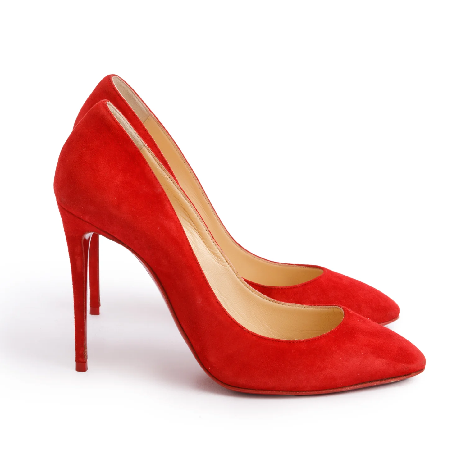 Christian Louboutin Red Suede Eloise Pumps, Size 36 - Image 3