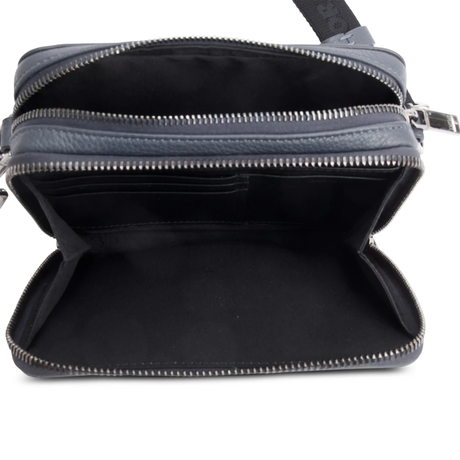 Christion Dior 2020 Grey Leather Double Zipped Pouch Crossbody w/ Strap - Image 8