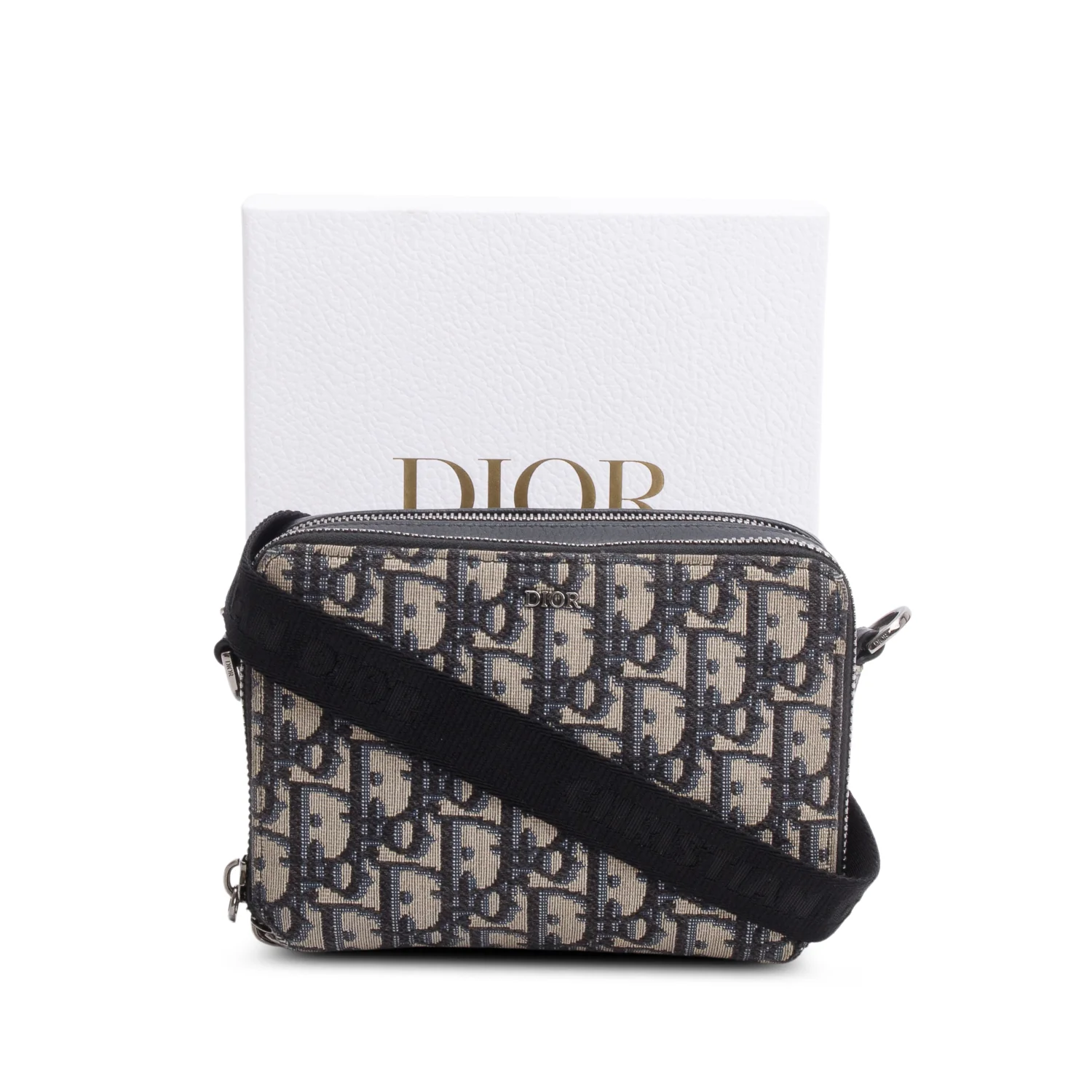 Christion Dior 2020 Oblique Jacquard Zipped Pouch Crossbody w/ Box & Strap - Image 3