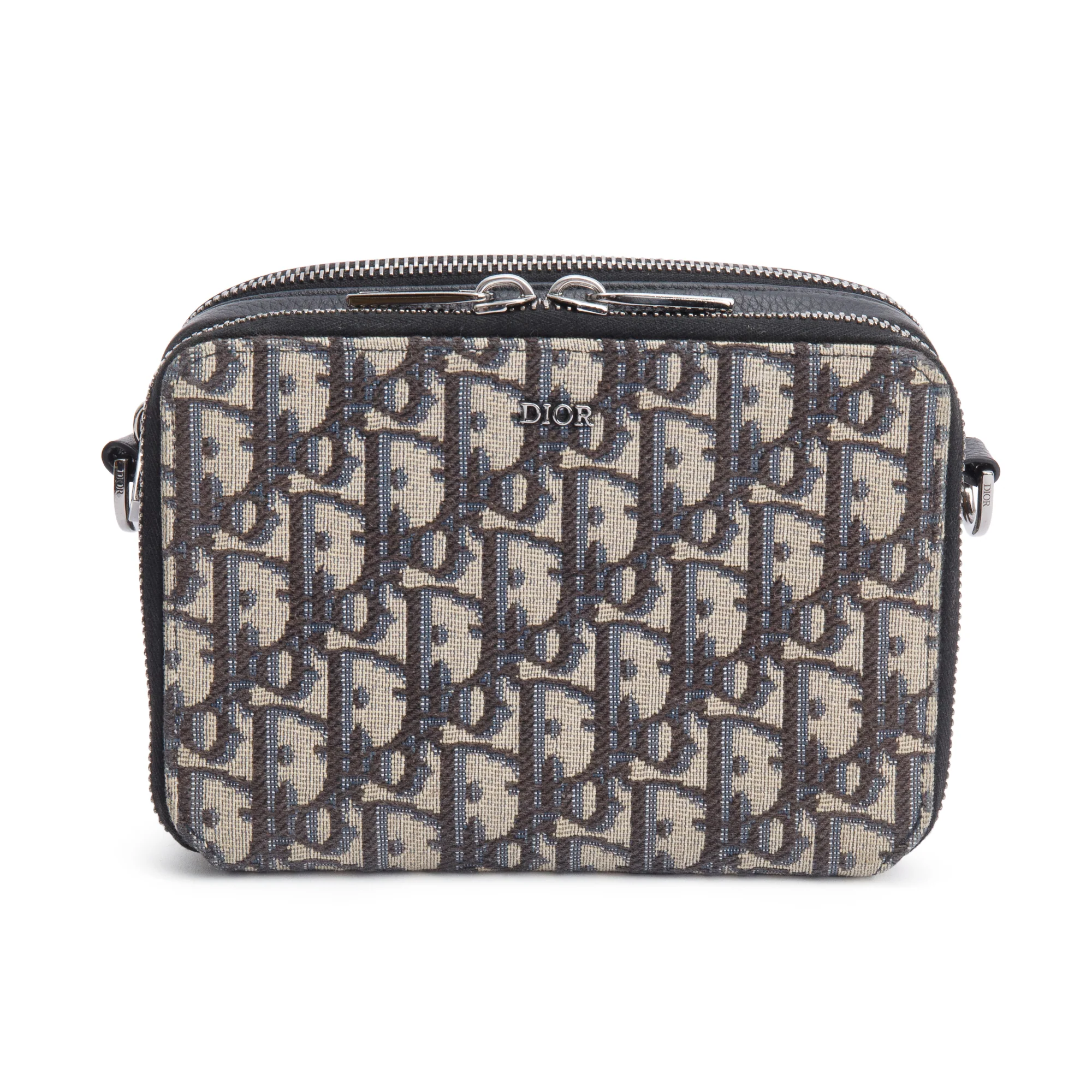 Christion Dior 2023 Oblique Jacquard Zipped Pouch Crossbody w/ Box, Receipt & Strap - Image 3