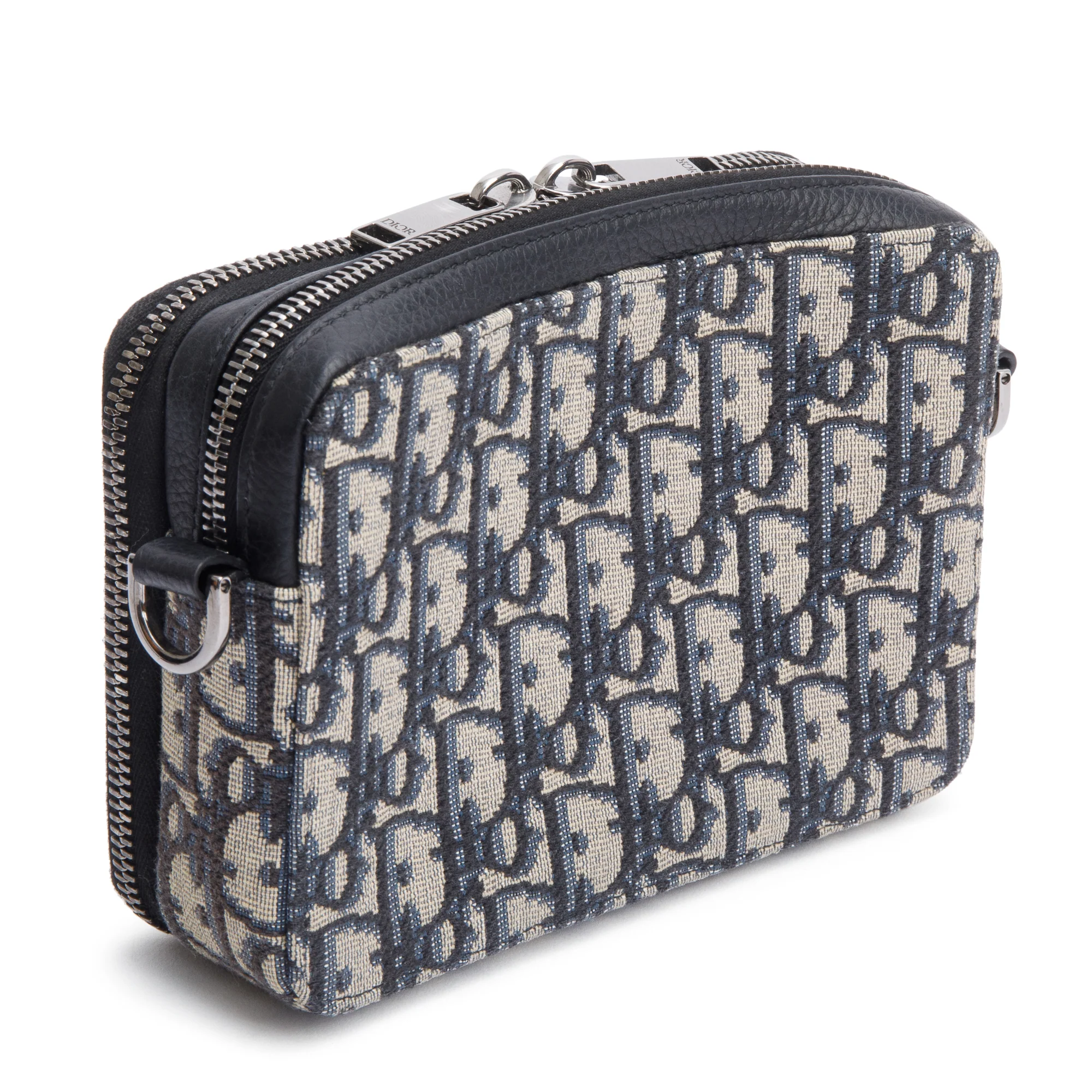 Christion Dior 2023 Oblique Jacquard Zipped Pouch Crossbody w/ Box, Receipt & Strap - Image 6