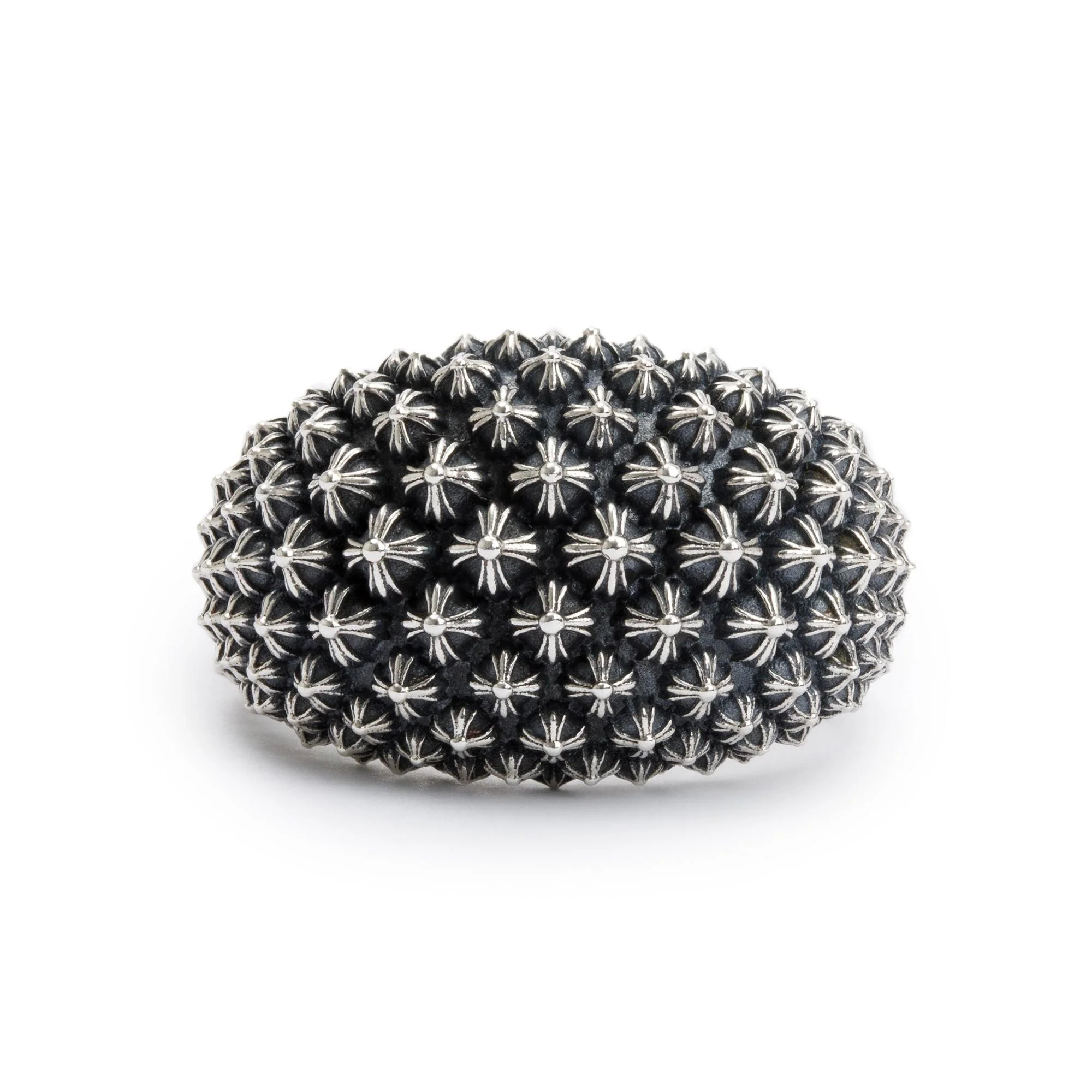 Chrome Hearts Sterling Silver Mini Plus Ball Dome Ring, Size 9.5