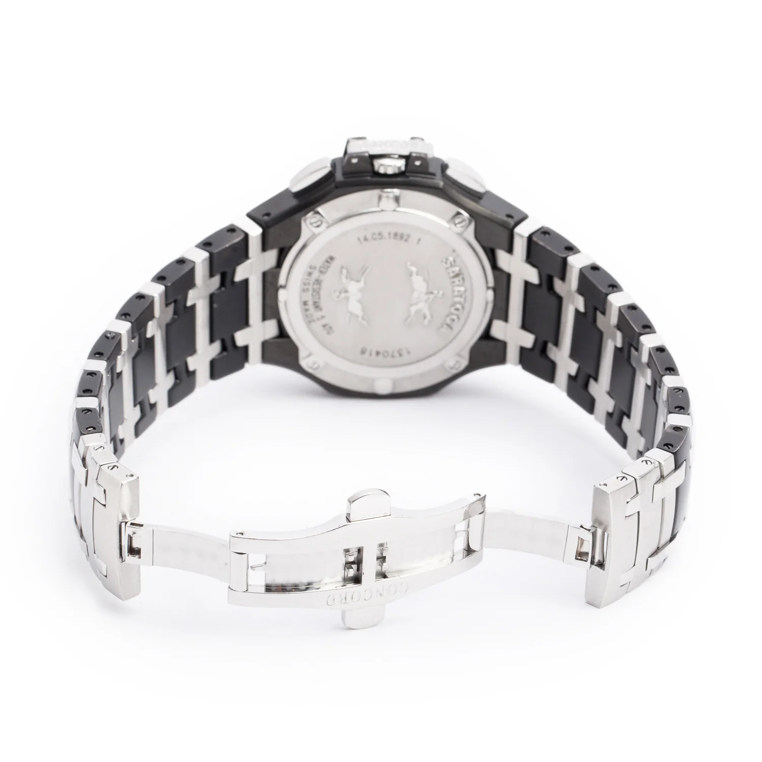 Concord Black PVD & Stainless Steel Saratoga 40 MM Chronograph Quartz Watch Silver Black & Silver Dial - Image 4