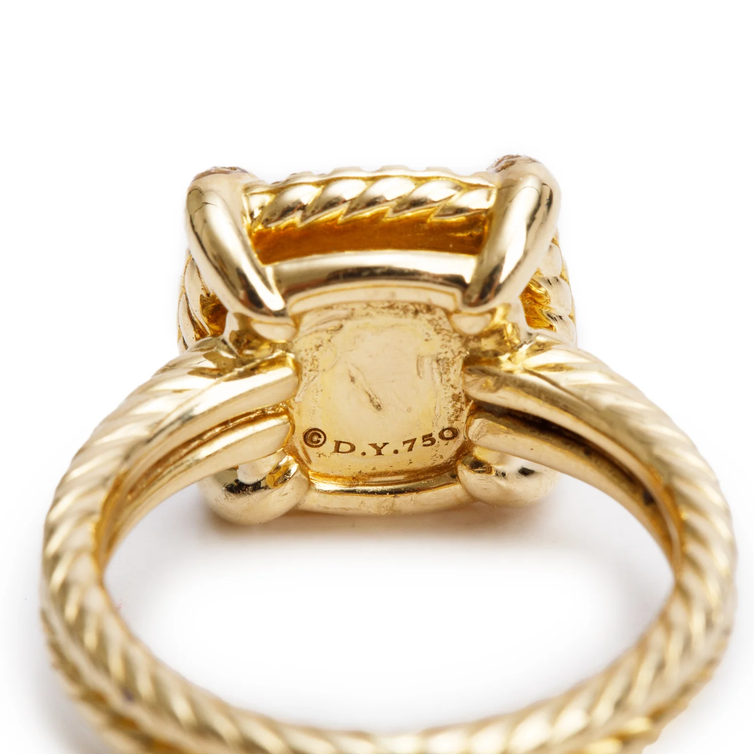 David Yurman 18k Yellow Gold Champagne Citrine & Diamond Chatelaine Ring, Size 5 w/ Box - Image 4