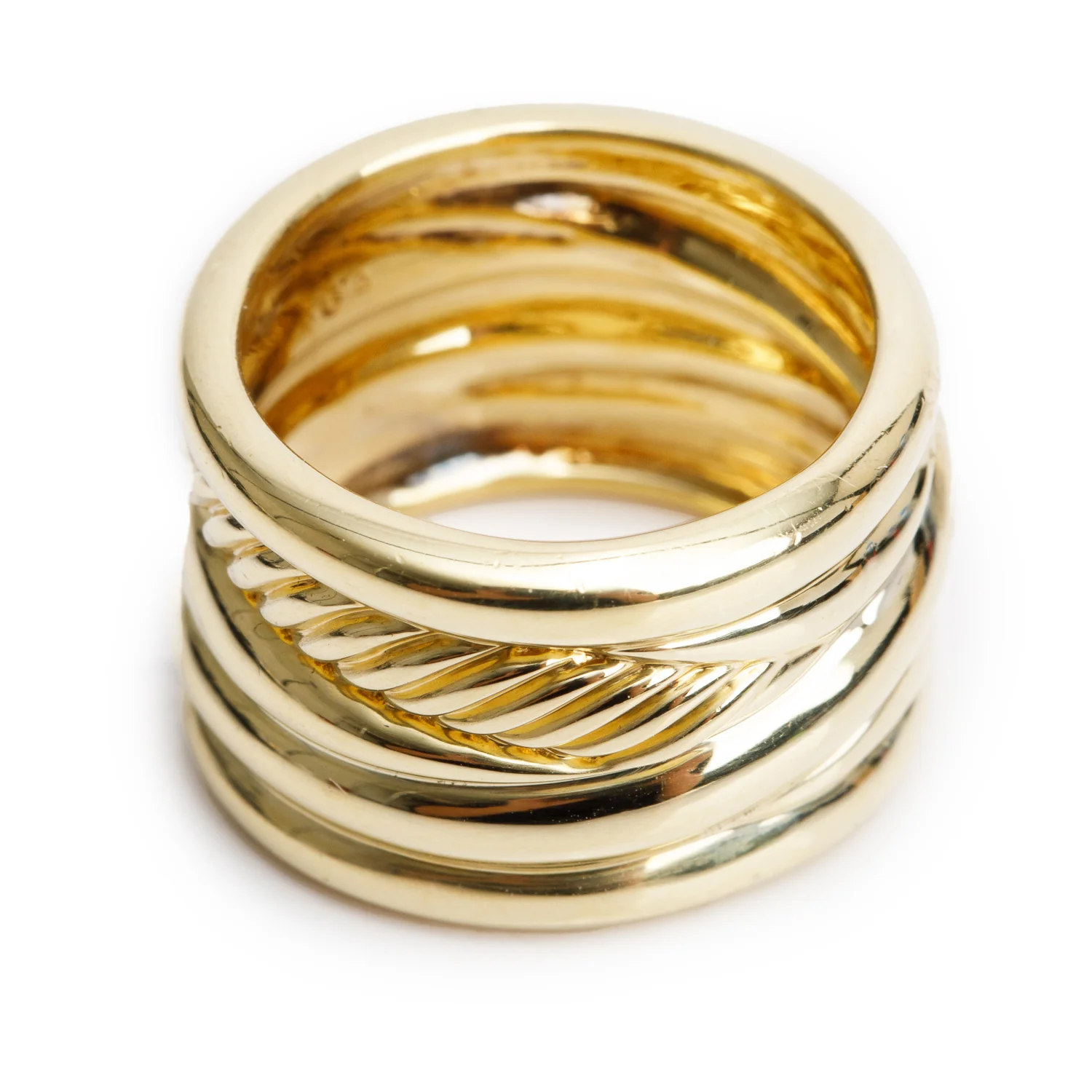 David Yurman 18k Yellow Gold Crossover Cable Wide Band Ring, Size 6.5 - Image 2