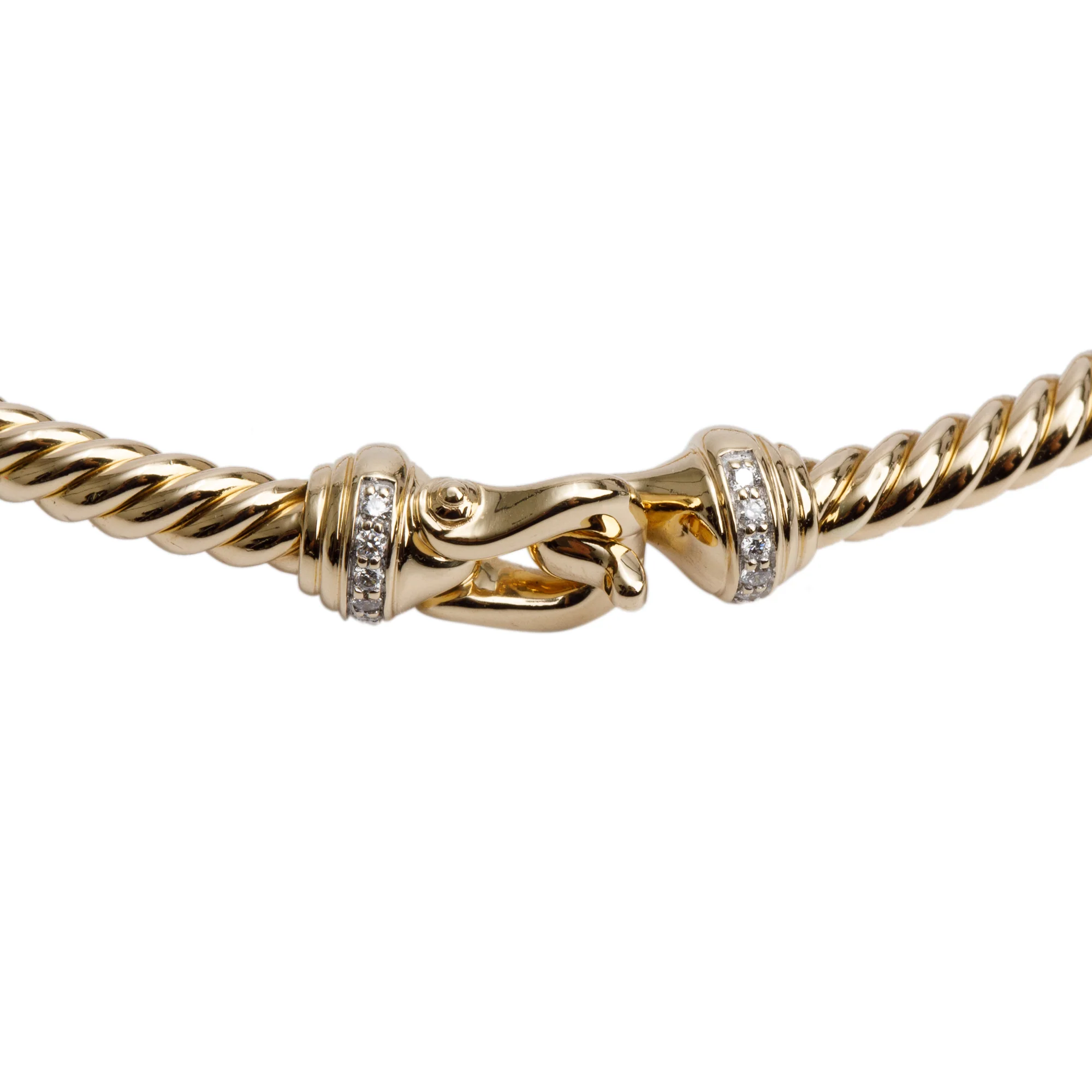 David Yurman 18k Yellow Gold Diamond Buckle Cablespira 3.5 MM Bracelet - Image 3