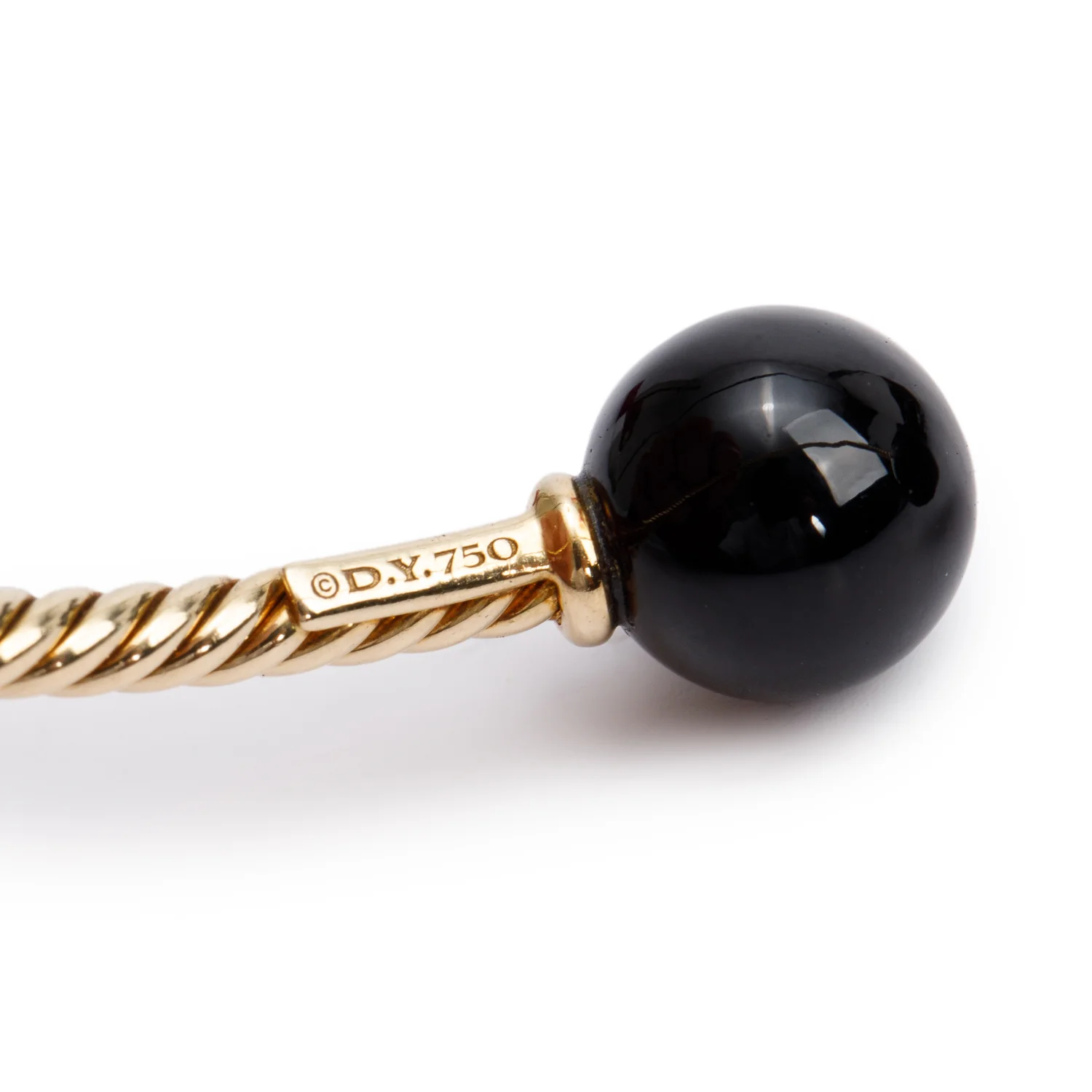 David Yurman 18k Yellow Gold Onyx Solari Cablespira 2.6 MM Bracelet w/ Box - Image 3