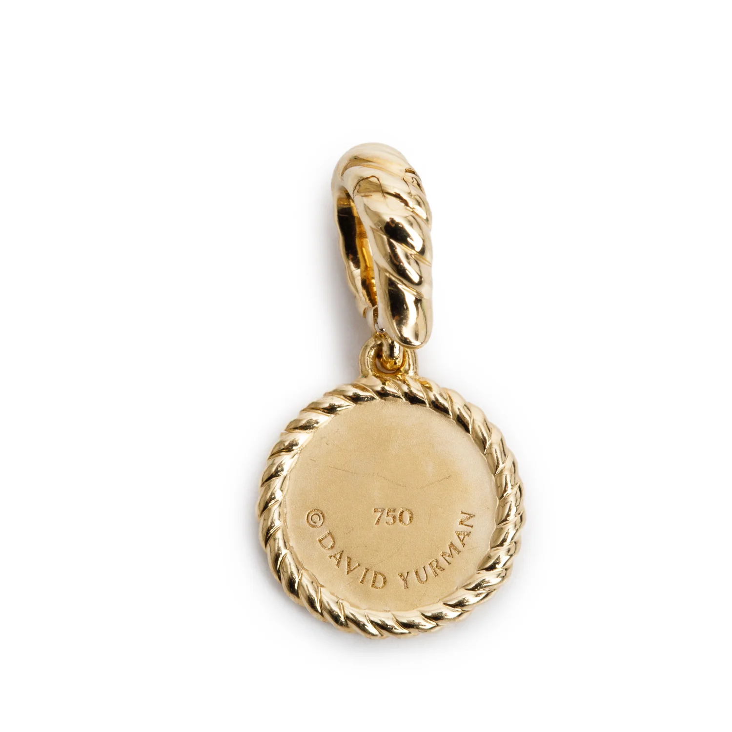 David Yurman 18k Yellow Gold Pave Emerald & Diamond Evil Eye Amulet Pendant, 11 mm  w/ Box - Image 3