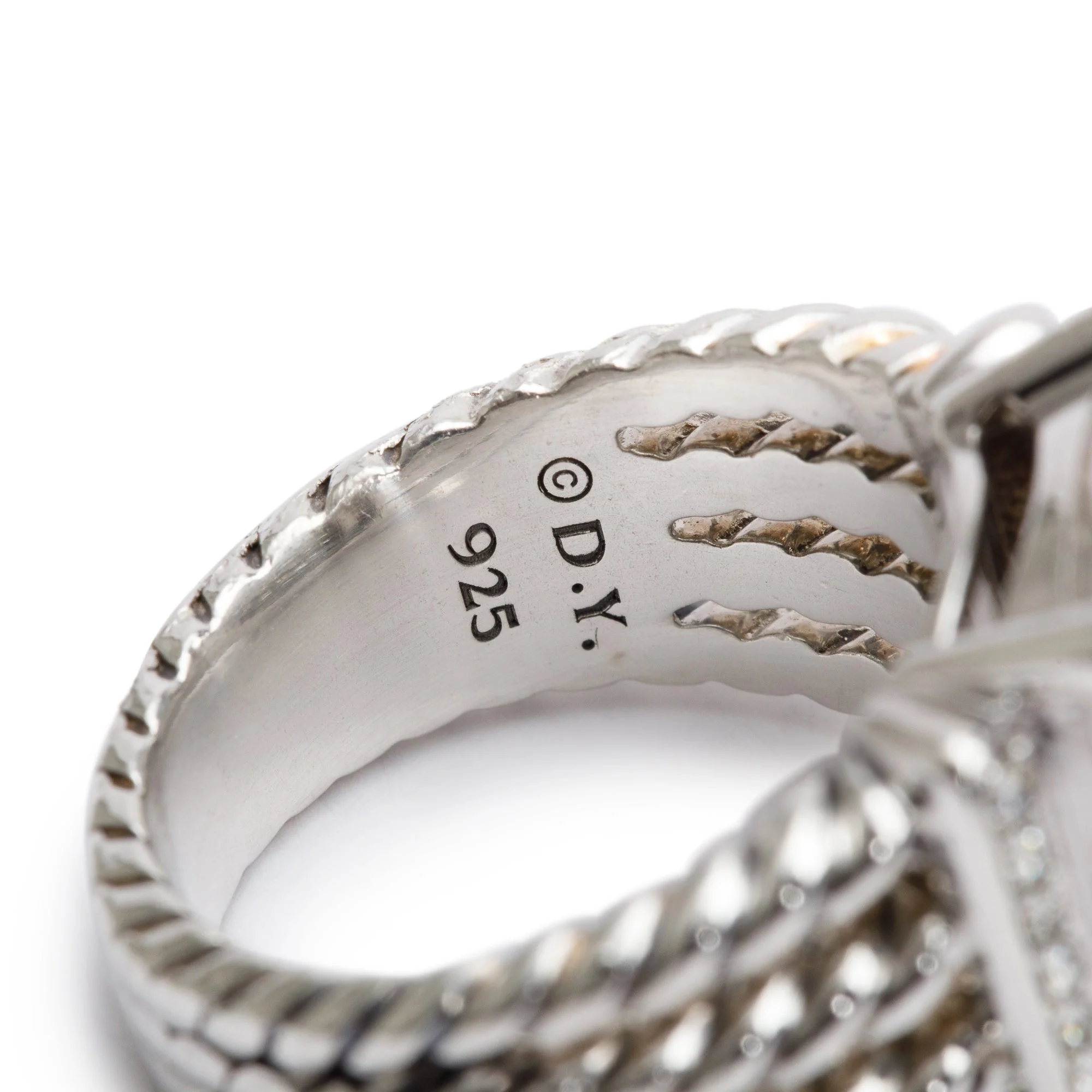 David Yurman Sterling Diamond Wheaton Band Ring, 16.7 MM Size 7 - Image 3