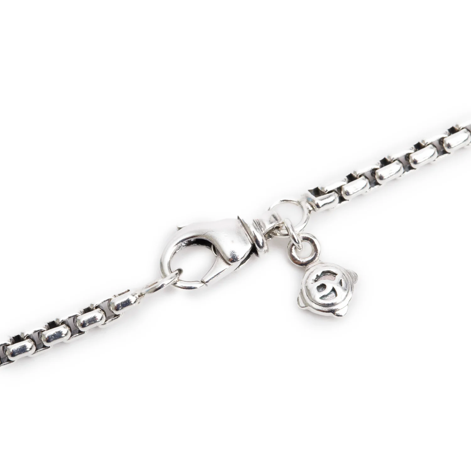 David Yurman Sterling Silver 10 Diamond Ball Station Long Box Chain Necklace - Image 3