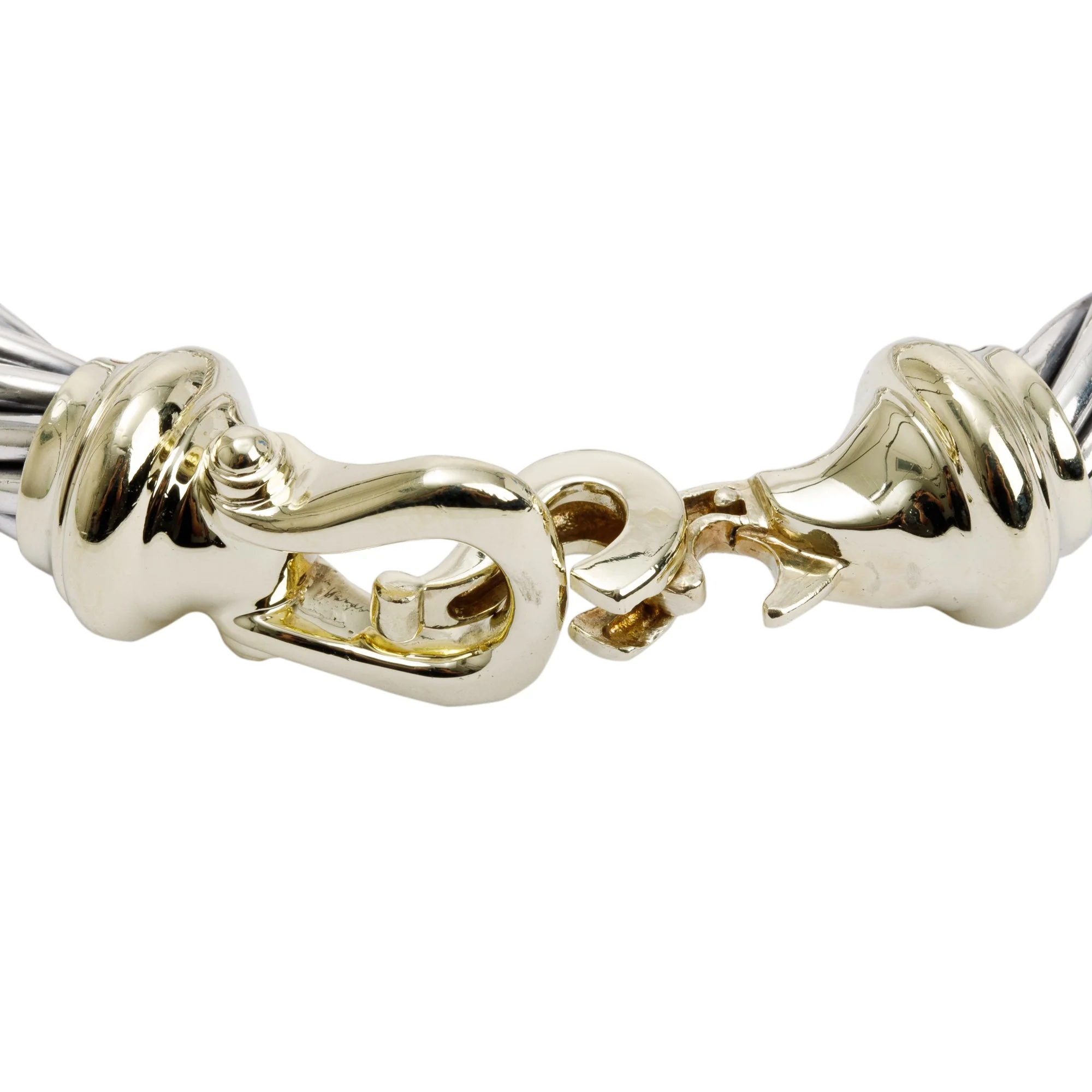David Yurman Sterling Silver & 14k Yellow Gold 10 MM Cable Buckle Bracelet - Image 4