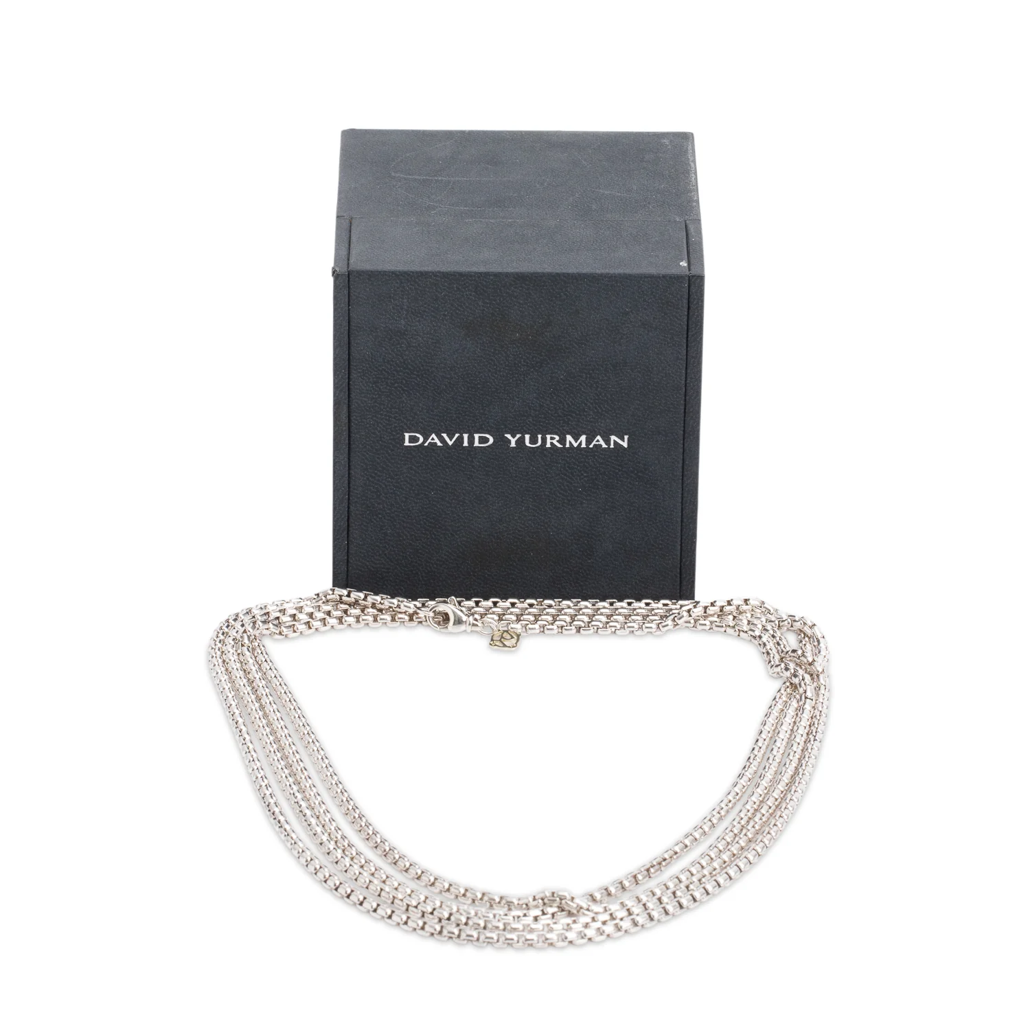 David Yurman Sterling Silver & 14k Yellow Gold 3.6 MM Box Chain Necklace, 72" w/ Box - Image 3