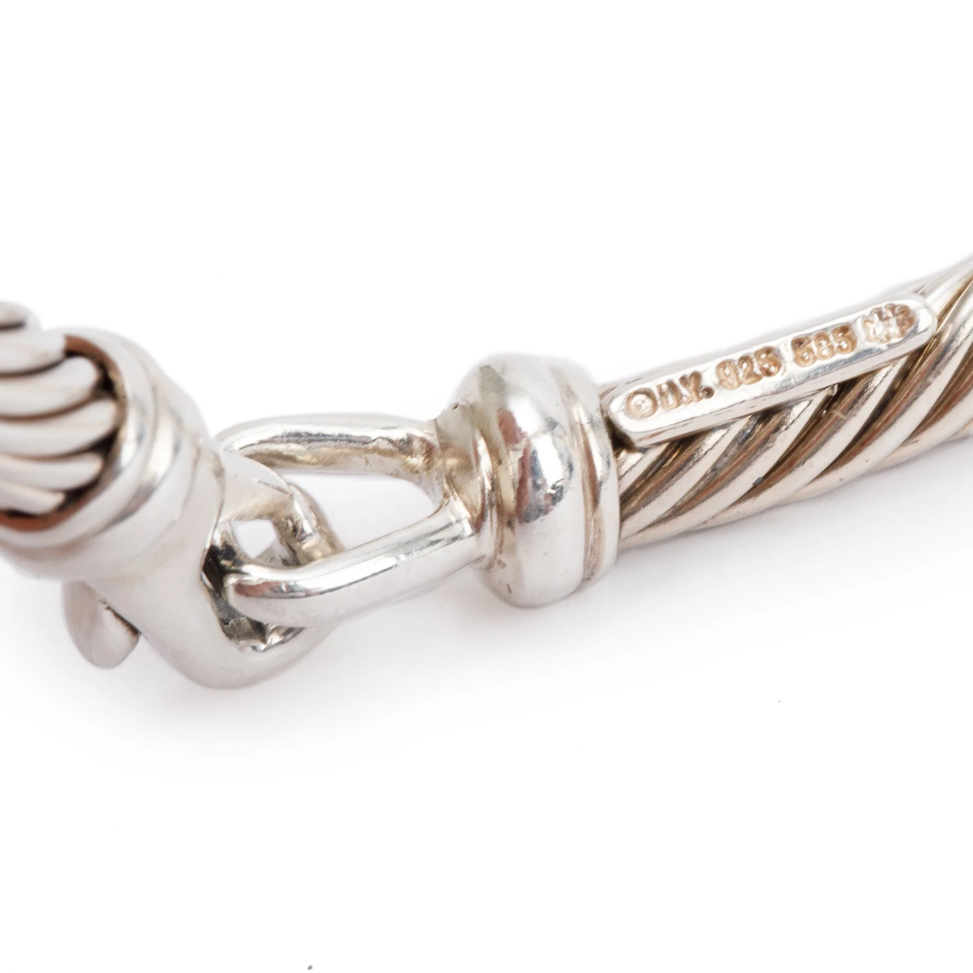 David Yurman Sterling Silver & 14k Yellow Gold 5 MM Metro Cable Station Bracelet - Image 3