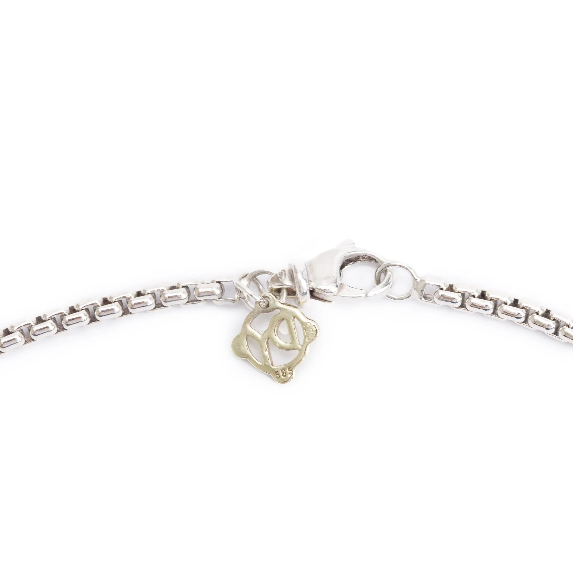 David Yurman Sterling Silver & 14k Yellow Gold Blue Topaz Albion Pendant Necklace - Image 4