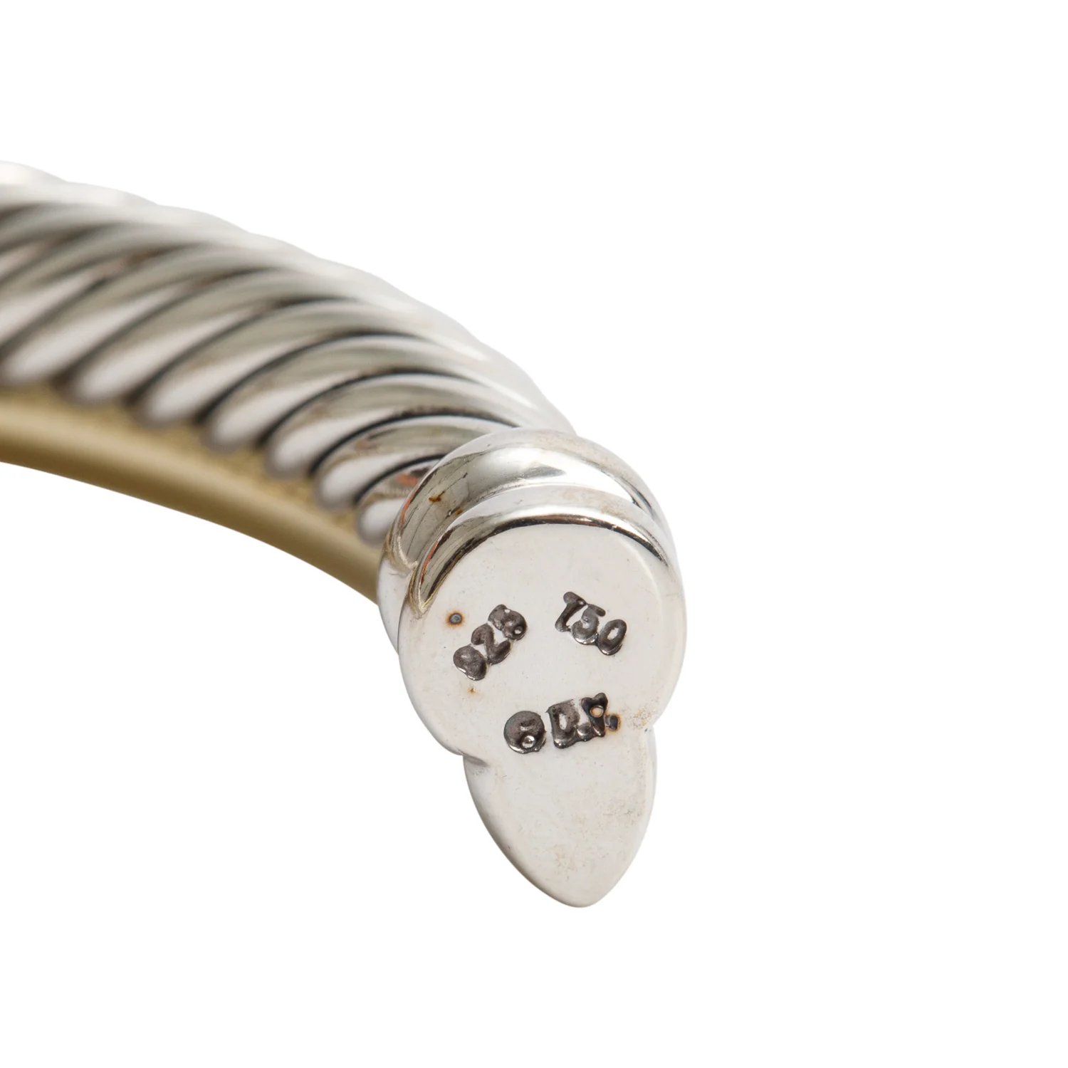 David Yurman Sterling Silver & 18k Yellow Gold 5 MM Crossover Cuff Bracelet - Image 2