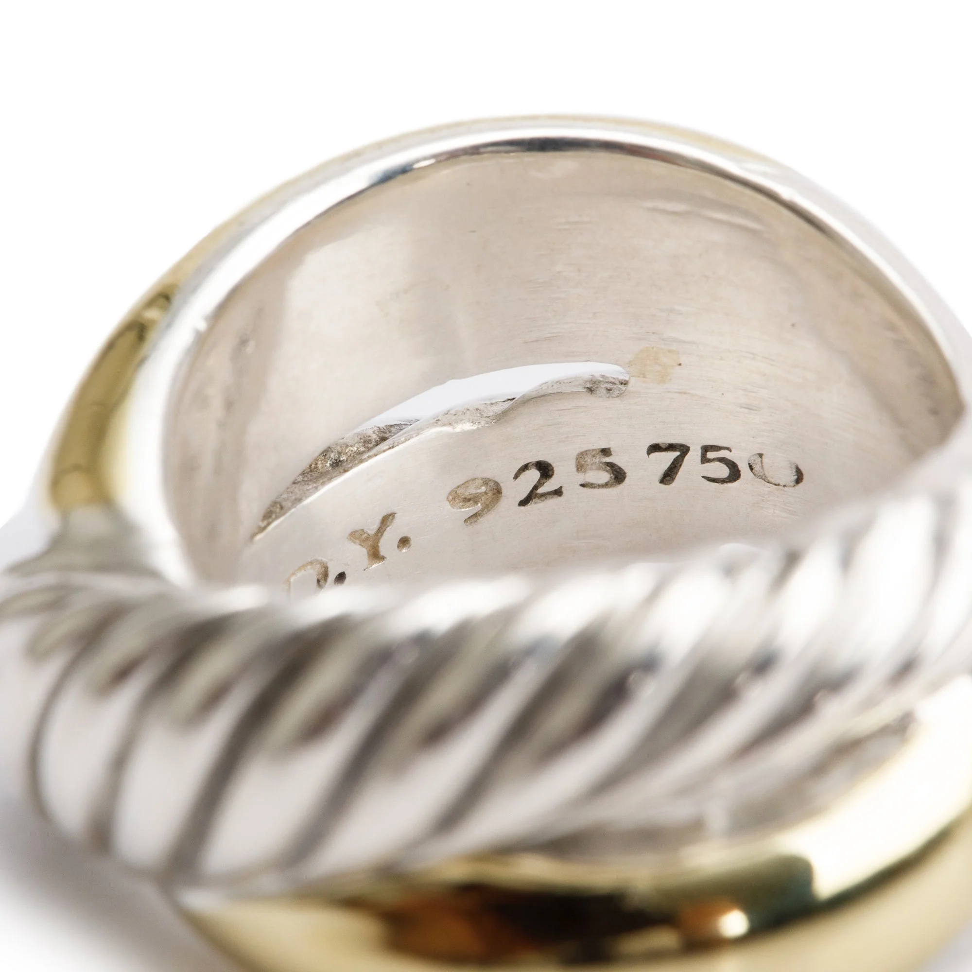 David Yurman Sterling Silver & 18k Yellow Gold Cable Crossover Ring, Size 7 - Image 2