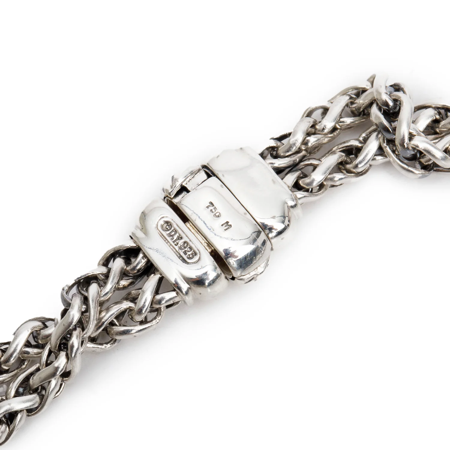 David Yurman Sterling Silver & 18k Yellow Gold Double Wheat Chain Necklace - Image 3