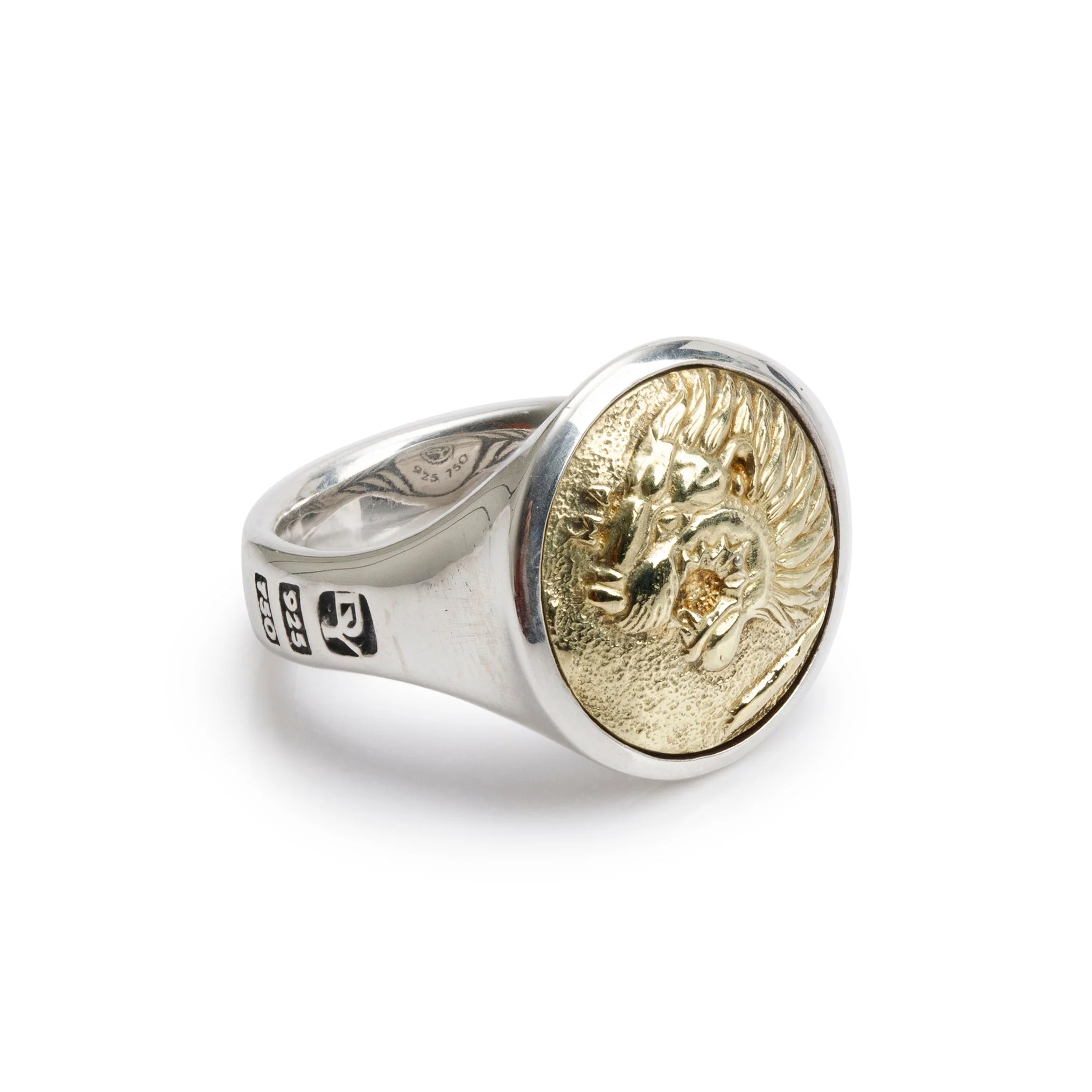David Yurman Sterling Silver & 18k Yellow Gold Petrvs Lion Pinky Ring, Size 9 - Image 2