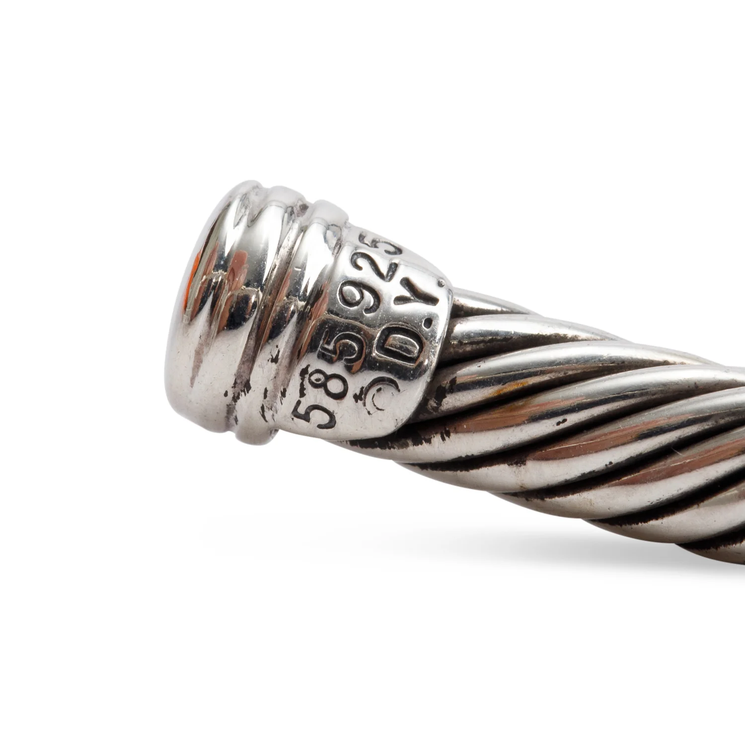 David Yurman Sterling Silver & 18k Yellow Gold Ruby Double Station 5 MM Cable Cuff Bracelet - Image 2