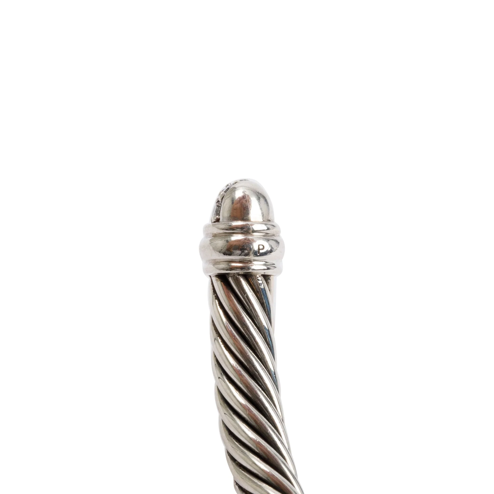 David Yurman Sterling Silver 5 MM Cable Classics Bracelet with Diamonds - Image 3