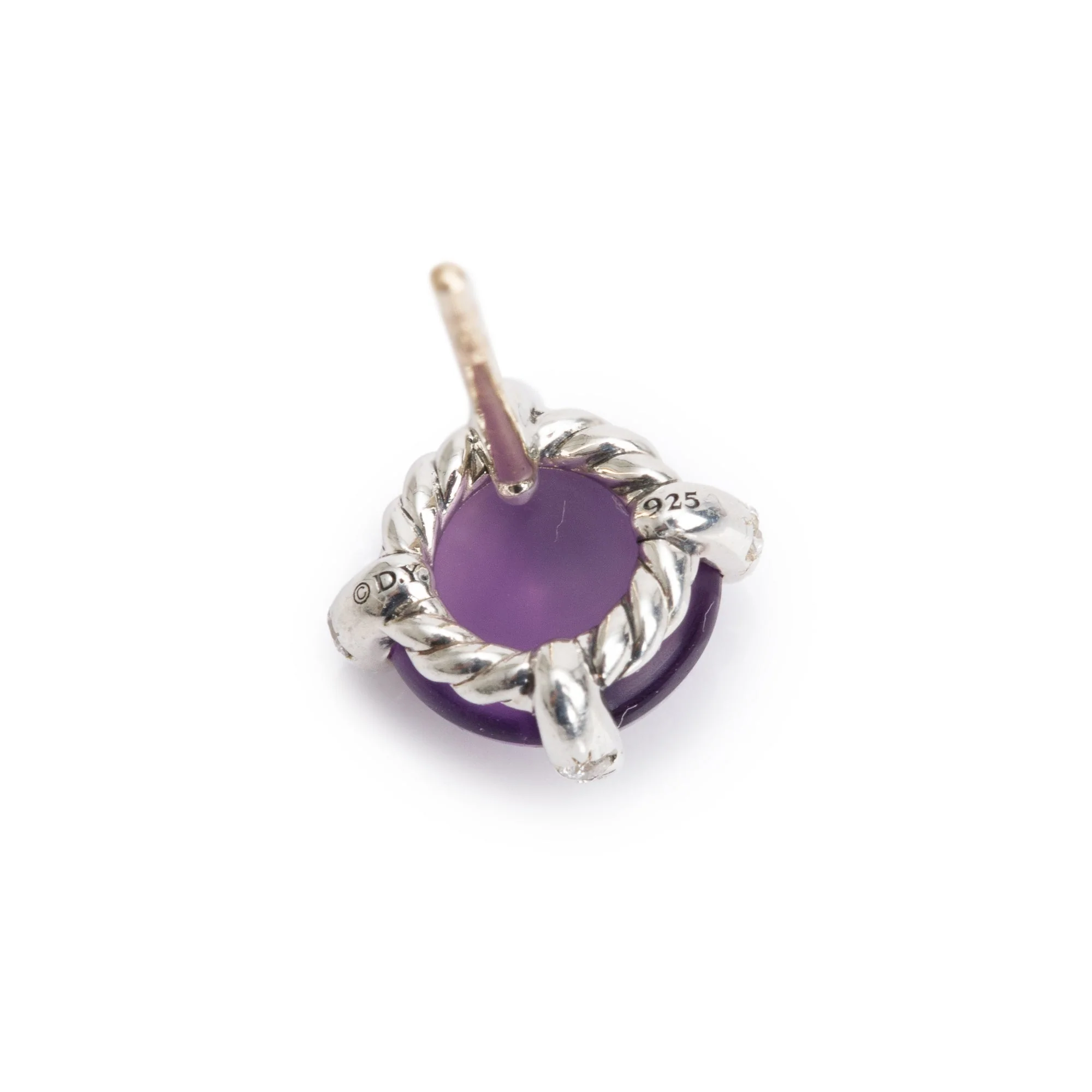 David Yurman Sterling Silver Amethyst & Diamond Chatelaine Earrings - Image 3