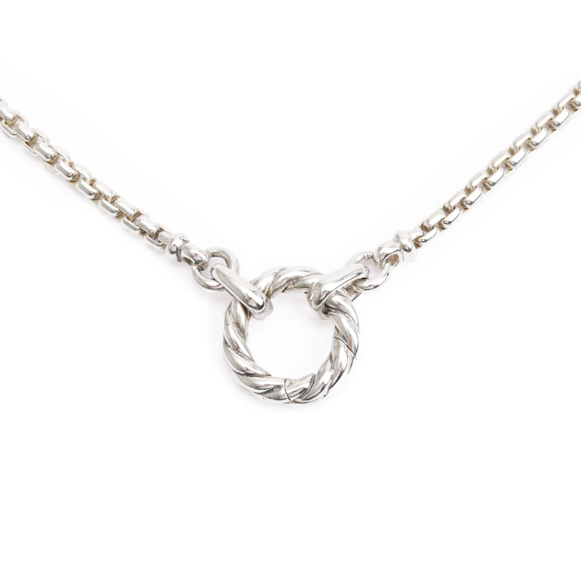 David Yurman Sterling Silver Cable Amulet Vehicle Box Chain Necklace - Image 3