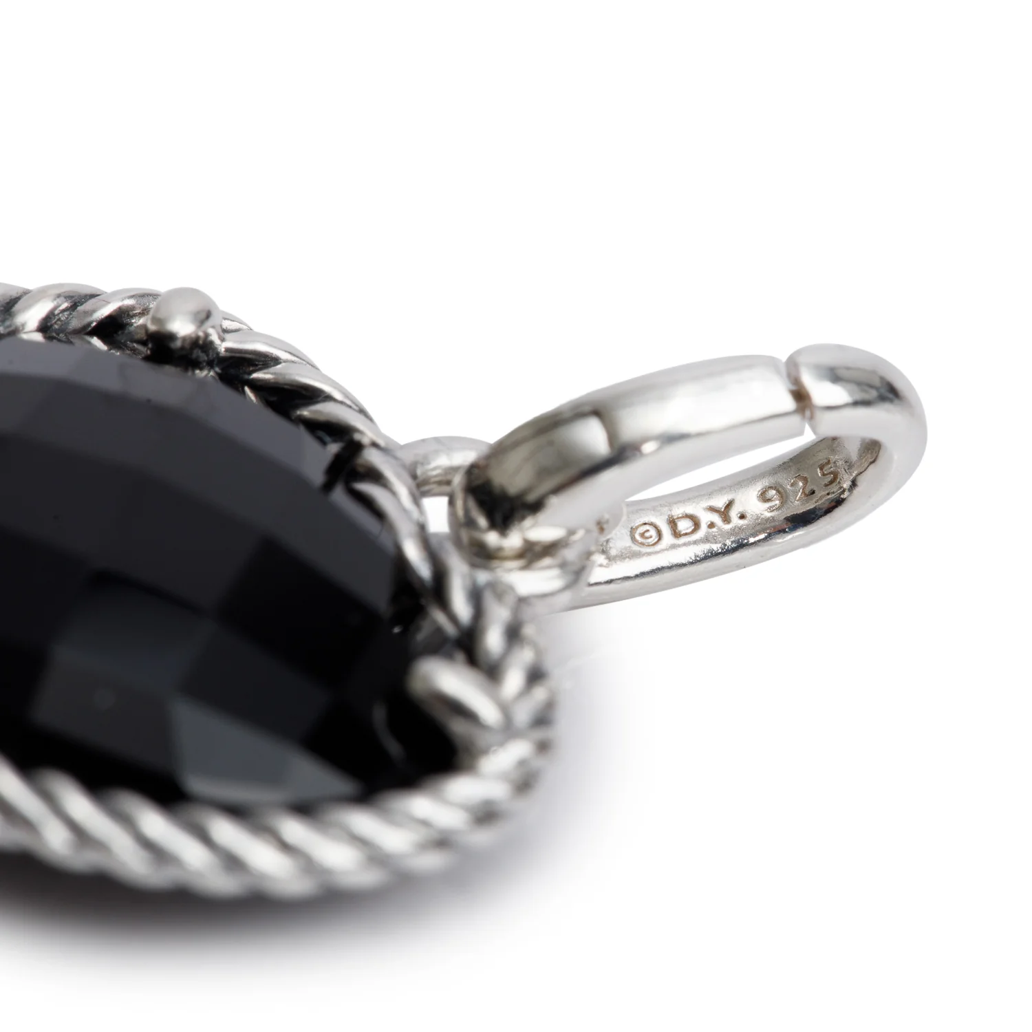 David Yurman Sterling Silver Cable Onyx Heart Pendant - Image 3