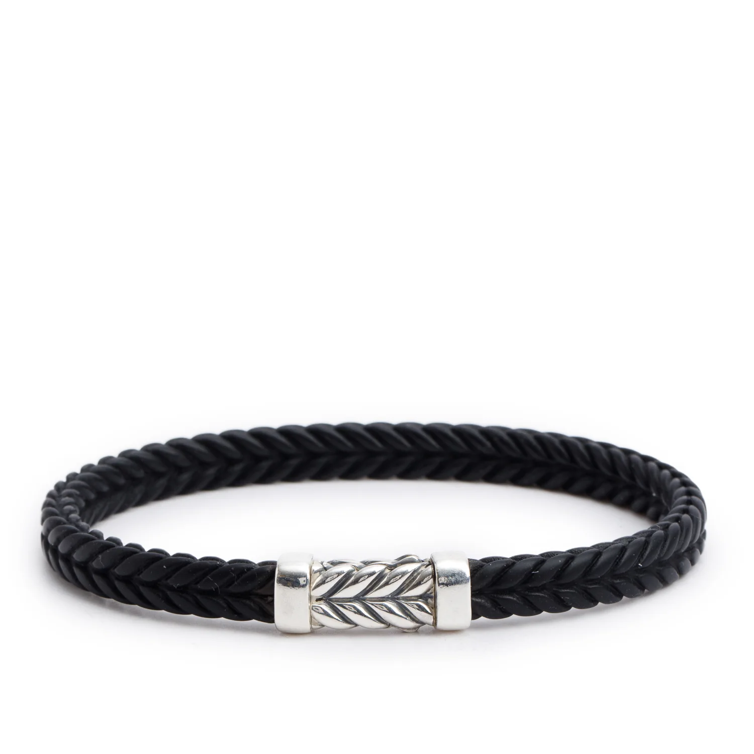 David Yurman Sterling Silver Chevron Rubber Weave Bracelet, 6 MM