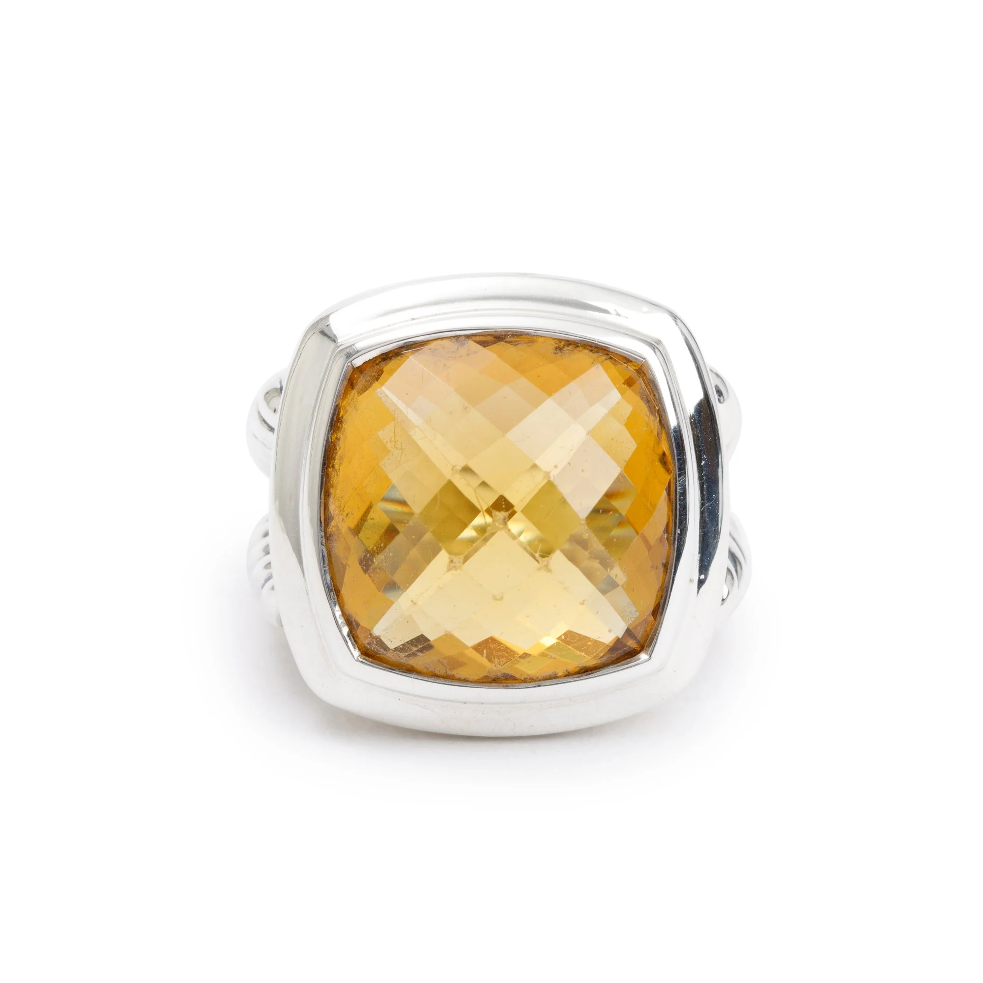 David Yurman Sterling Silver Citrine Albion Ring, Size 7.75