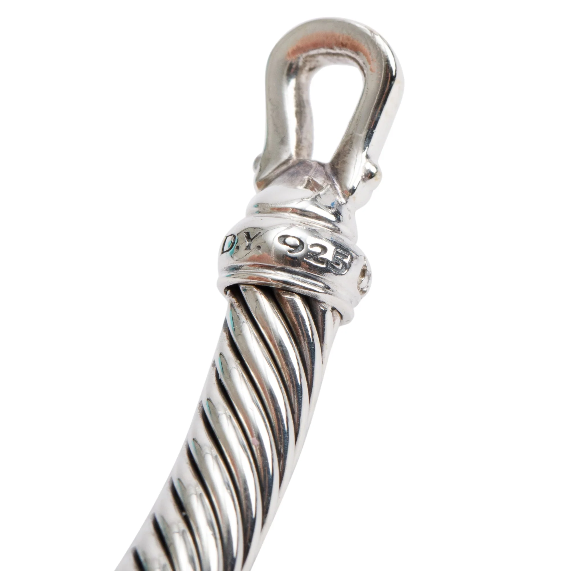 David Yurman Sterling Silver Diamond 5MM Buckle Classic Cable Bracelet - Image 3