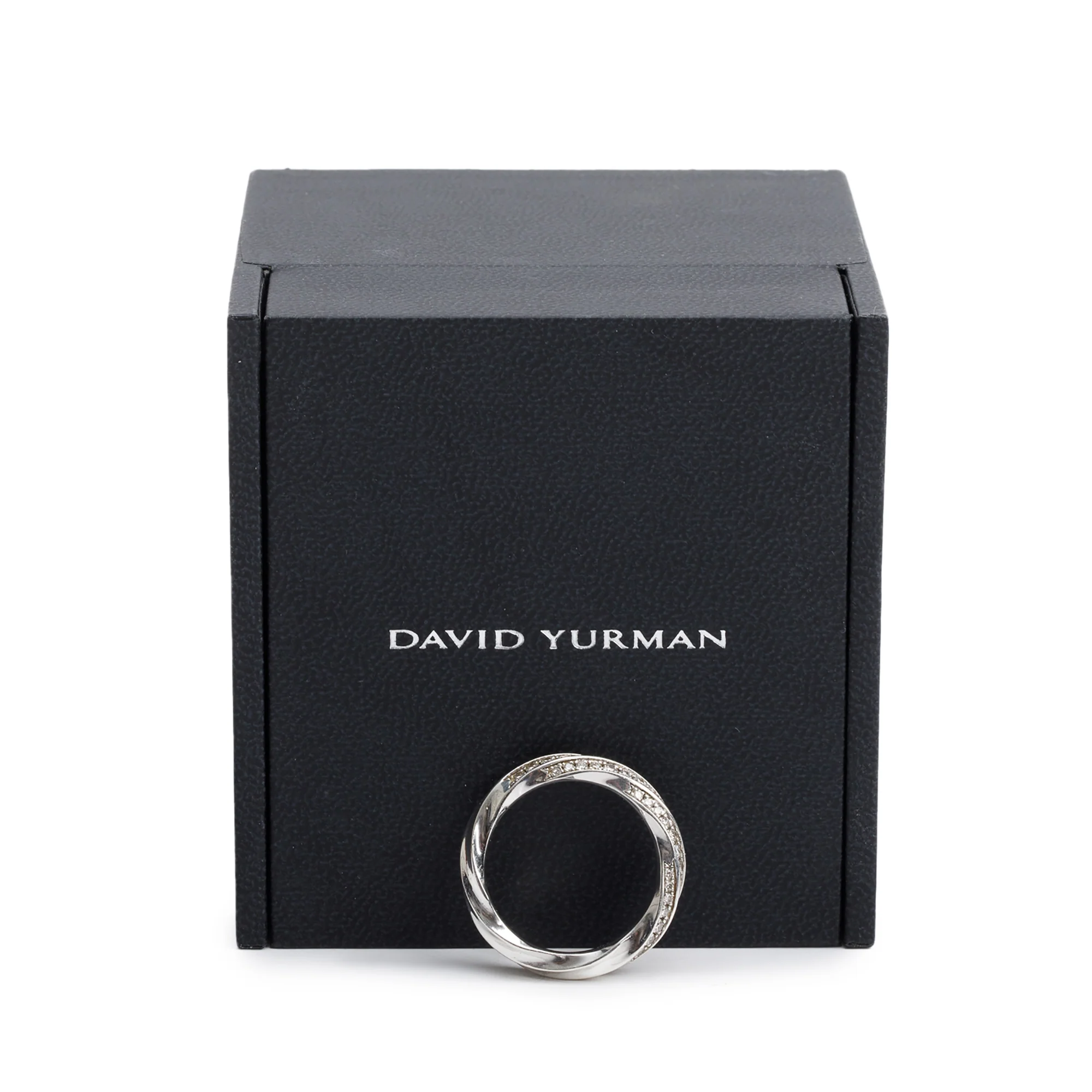 David Yurman Sterling Silver Diamond Cable Edge 5 MM Band Ring, Size 7.25 - Image 2