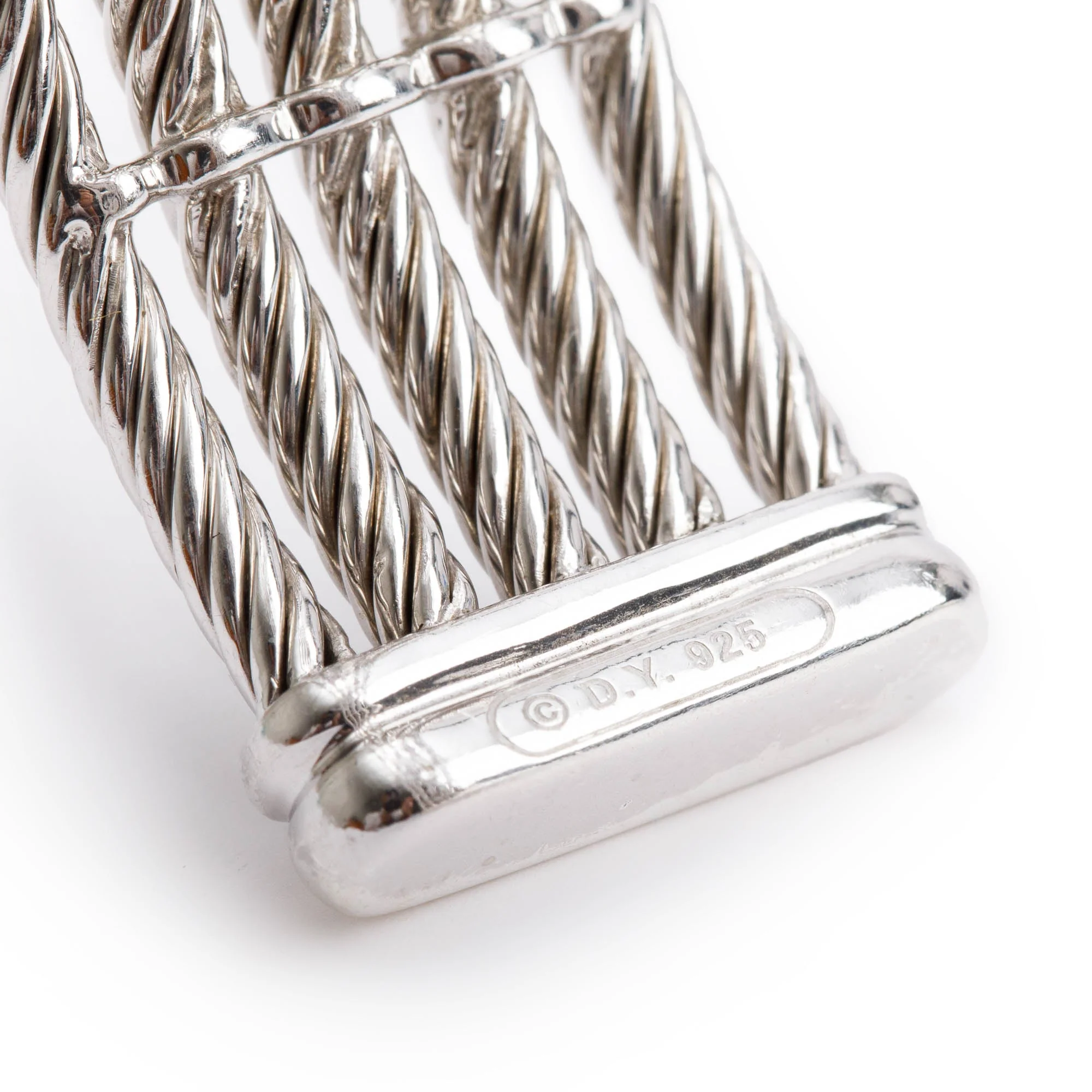 David Yurman Sterling Silver Diamond Confetti Five-Row Cuff Bracelet - Image 3
