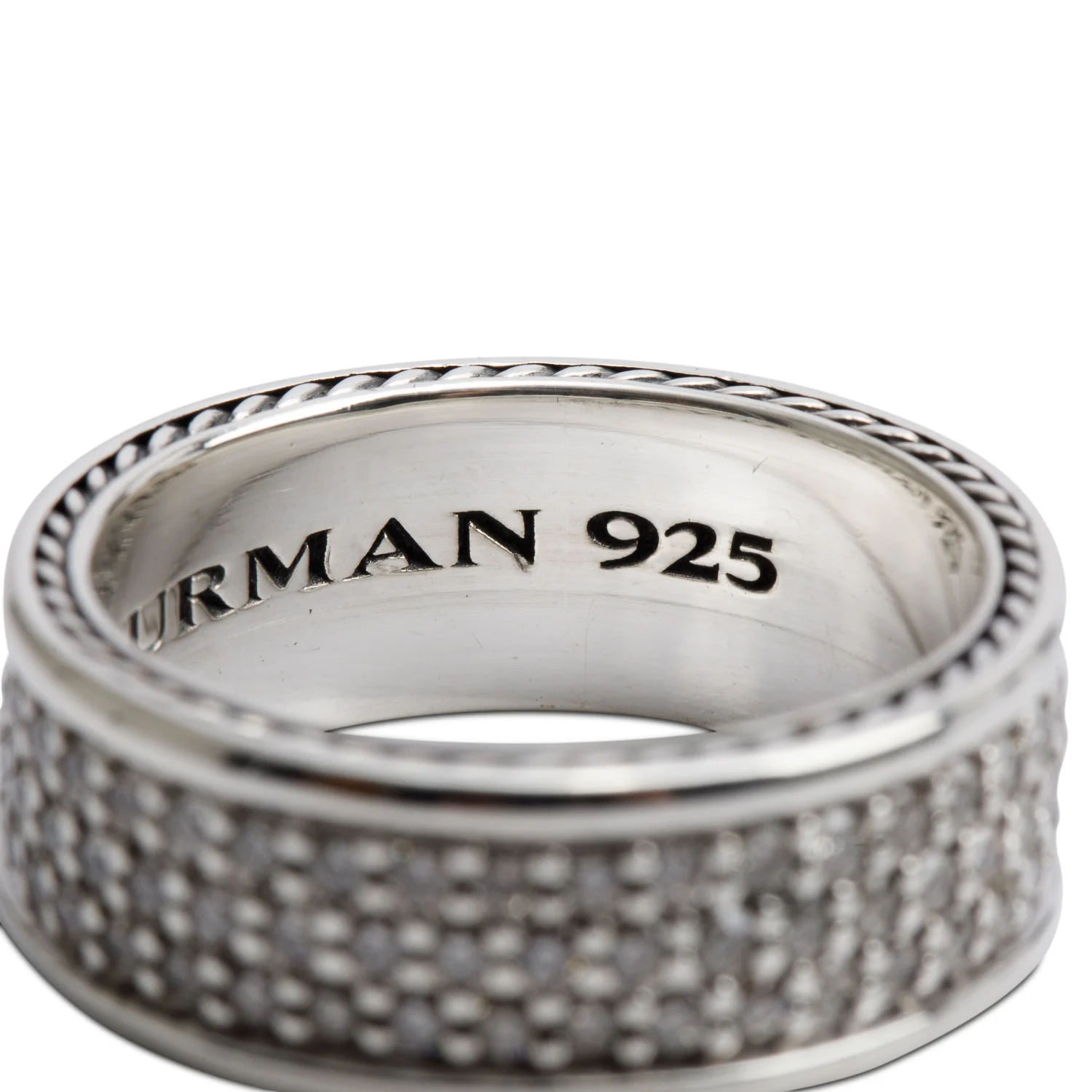 David Yurman Sterling Silver Diamond Streamline Three Row Band Ring, Size 10 - Image 3