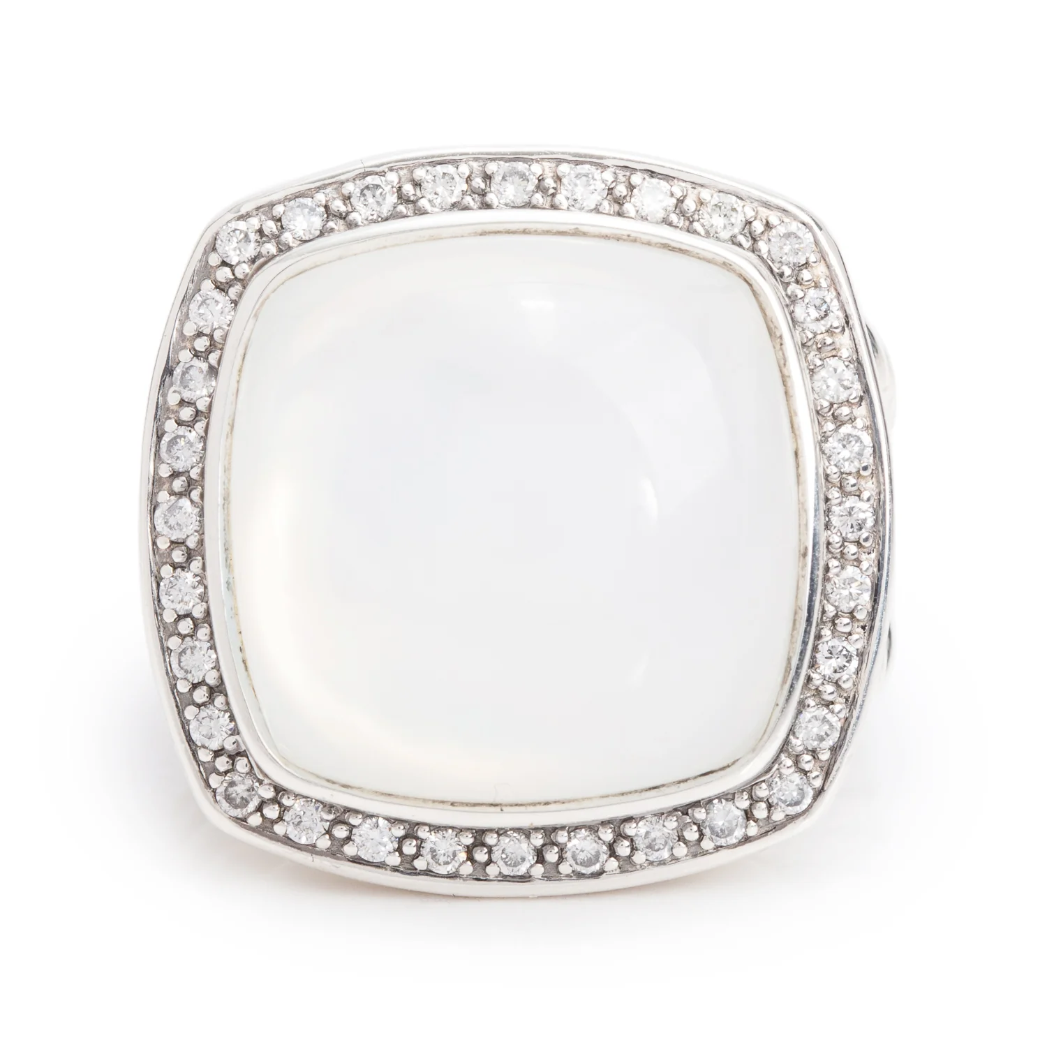 David Yurman Sterling Silver Moon Quartz & Diamond 17 MM Albion Ring, Size 7