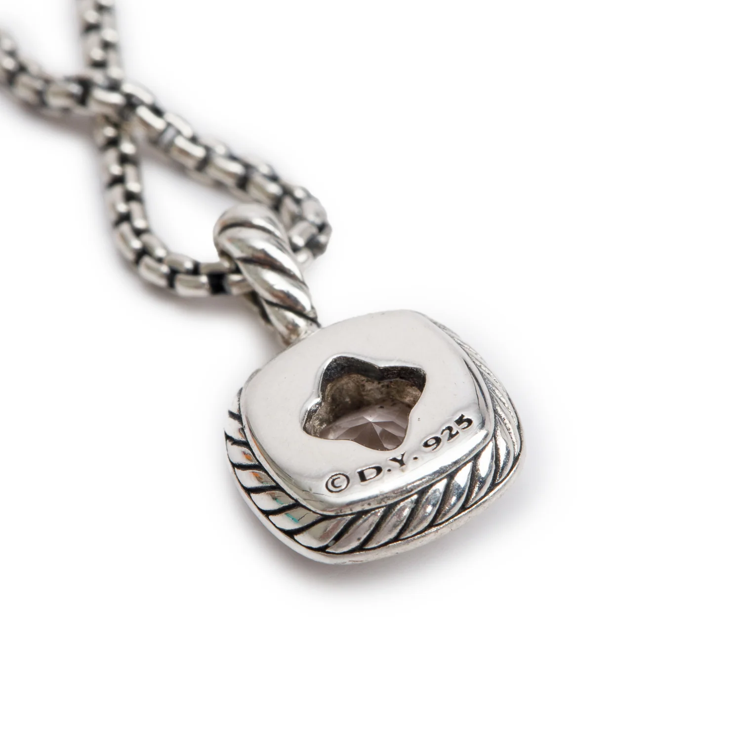 David Yurman Sterling Silver Morganite & Diamond Teen Albion Pendant Necklace, 4 MM - Image 3