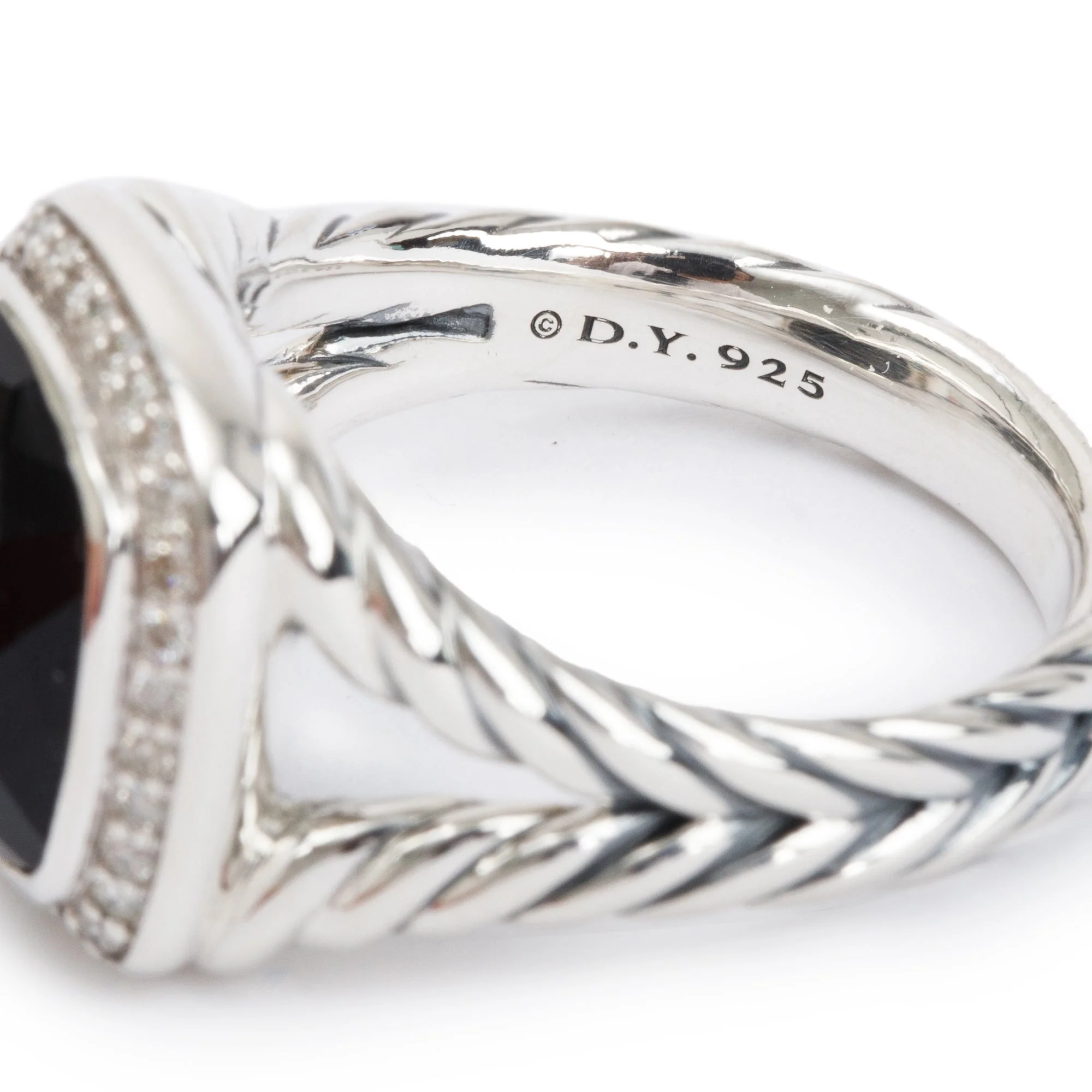 David Yurman Sterling Silver Onyx & Diamond 11 MM Albion Ring, Size 8 - Image 3