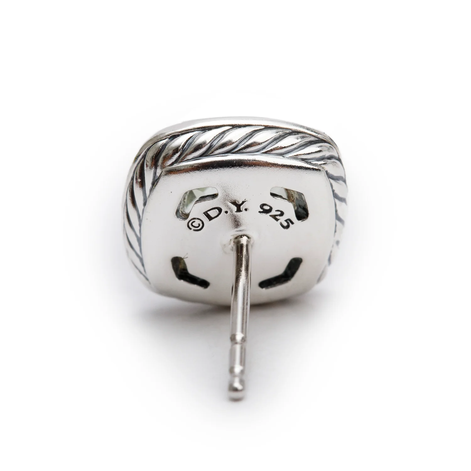 David Yurman Sterling Silver Prasiolite & Diamond Albion Stud Earrings, 7 MM - Image 3
