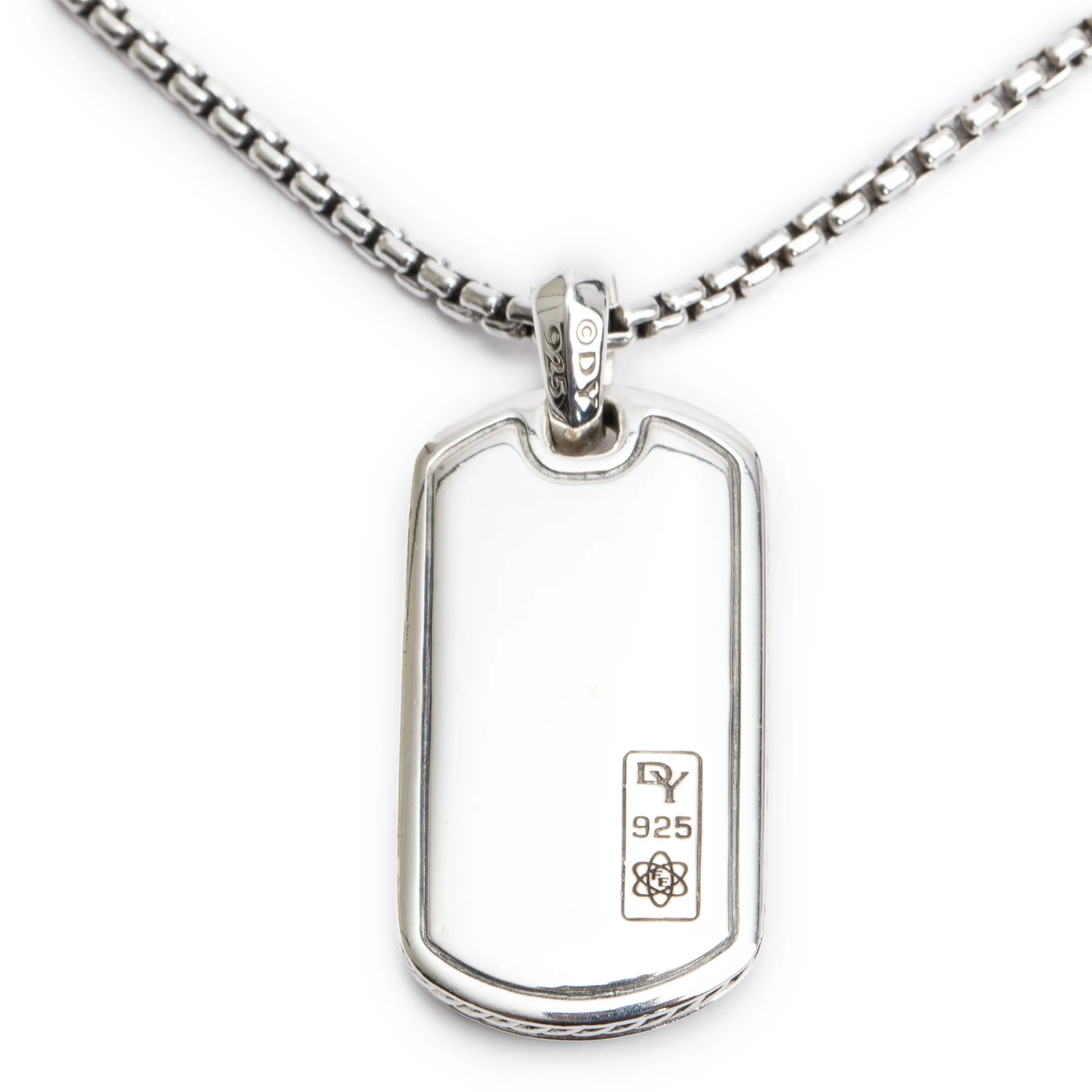 David Yurman Sterling Silver Tag Pendant Necklace - Image 4