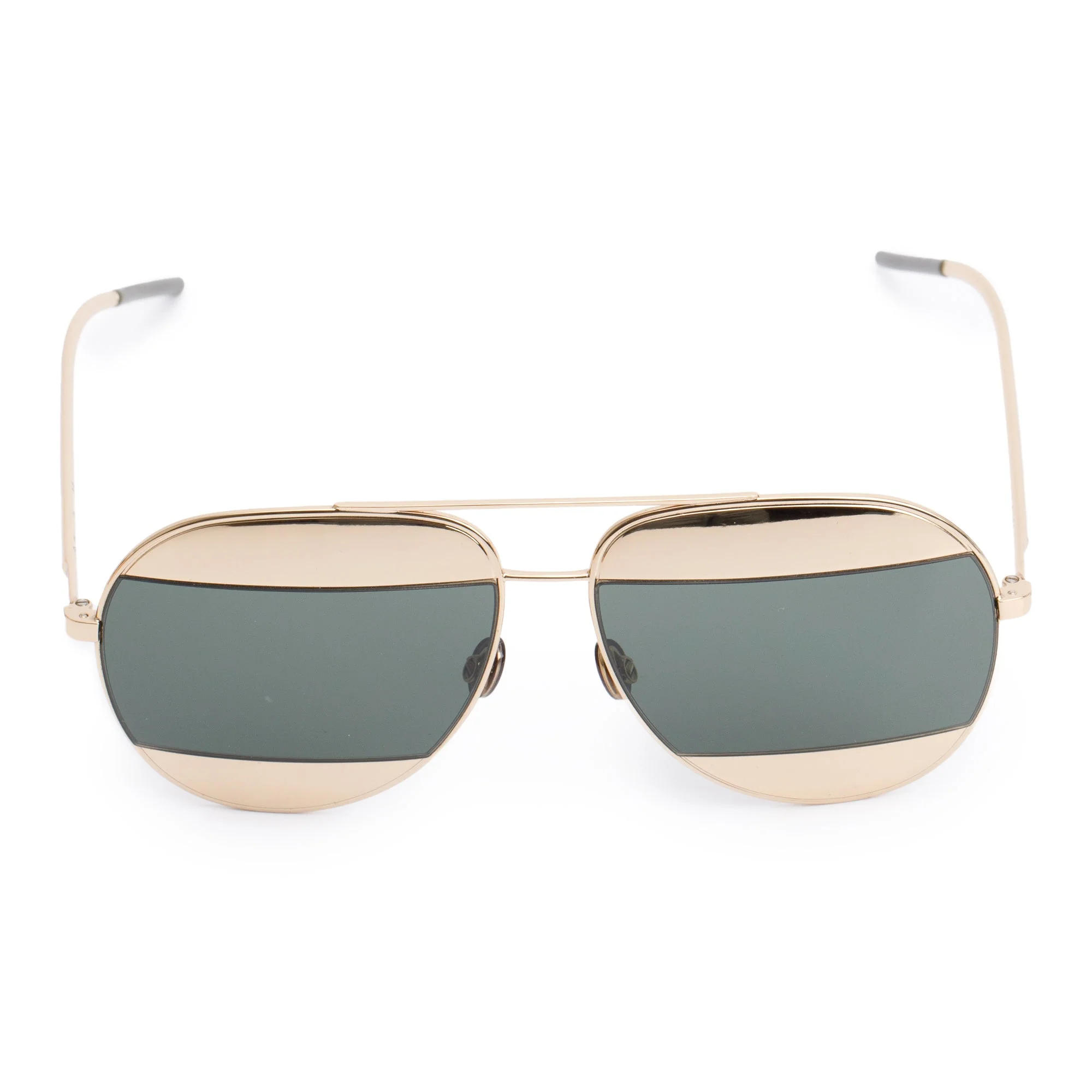 Dior Gold-Tone Metal Frame DiorSplit 1 Aviator Sunglasses w/ Case