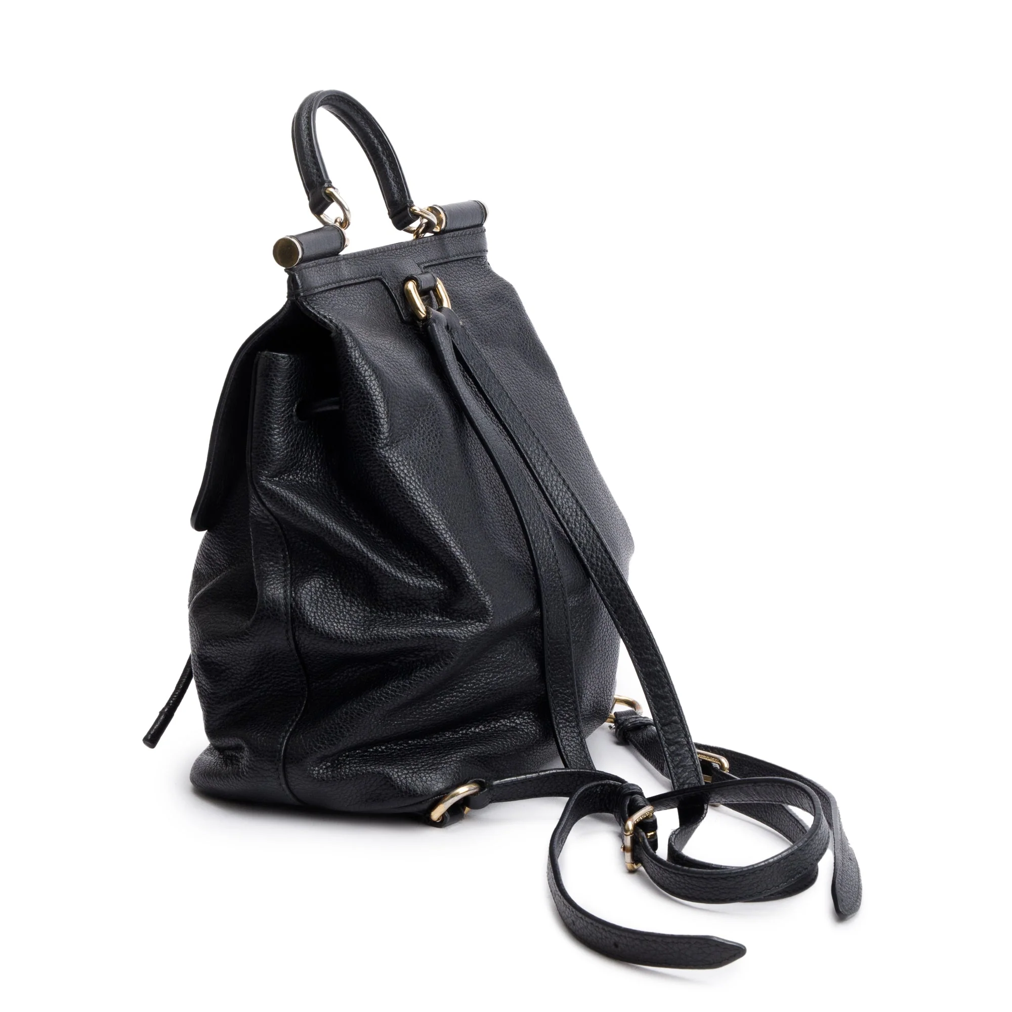 Dolce & Gabbana Black Leather Miss Sicily Backpack - Image 4