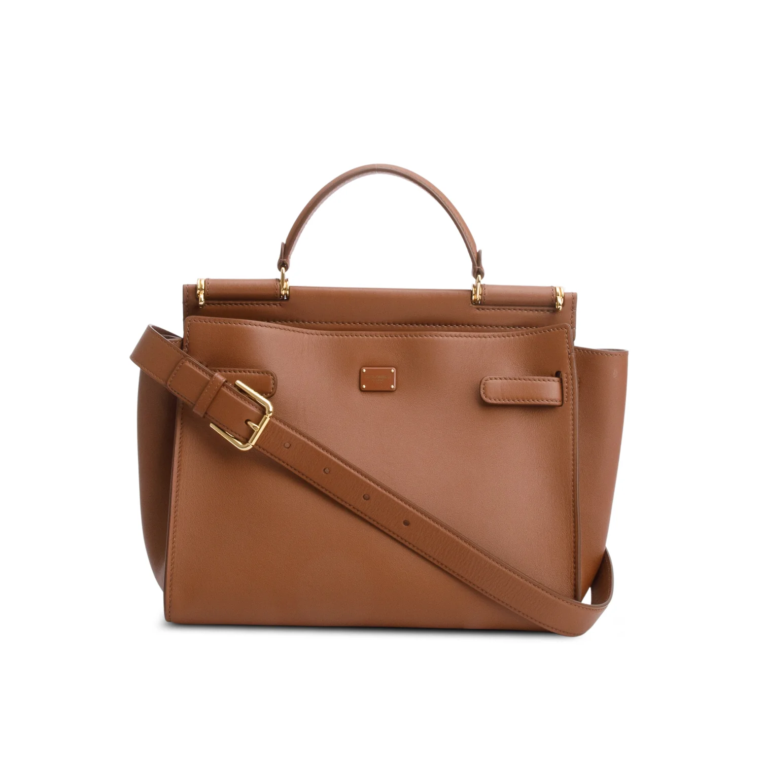 Dolce & Gabbana Brown Calfskin Medium Sicily 62 Soft Bag w/ Straps