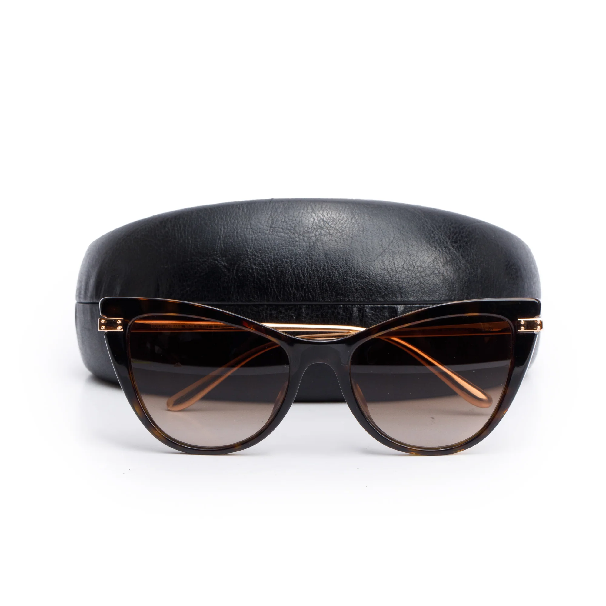 Dolce & Gabbana DG4381-F Havana Acetate Cat-Eye Sunglasses w/ Case - Image 2
