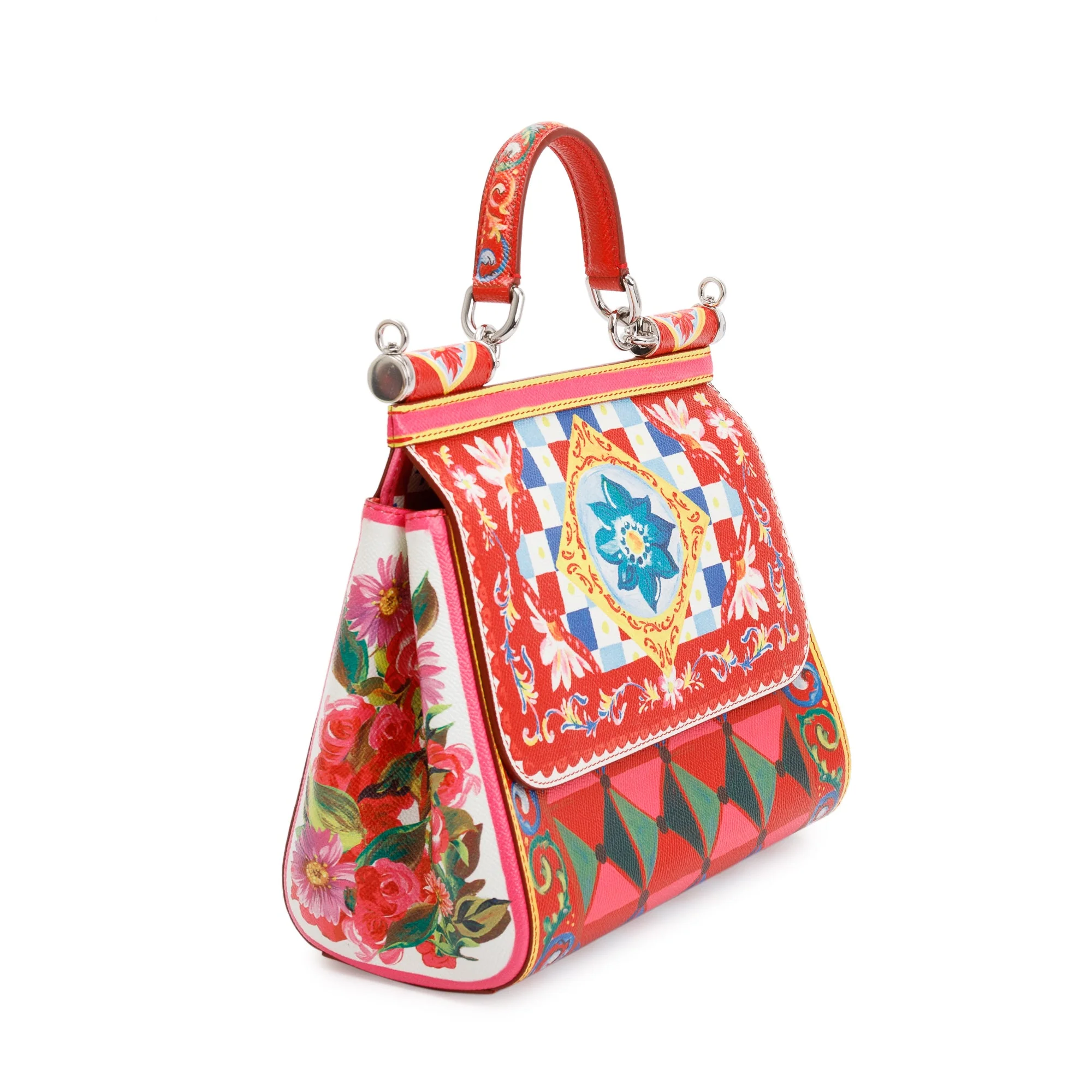 Dolce & Gabbana Multicolour Mambo Print Dauphine Leather Medium Miss Sicily Bag w/ Strap & Authenticity Card - Image 4