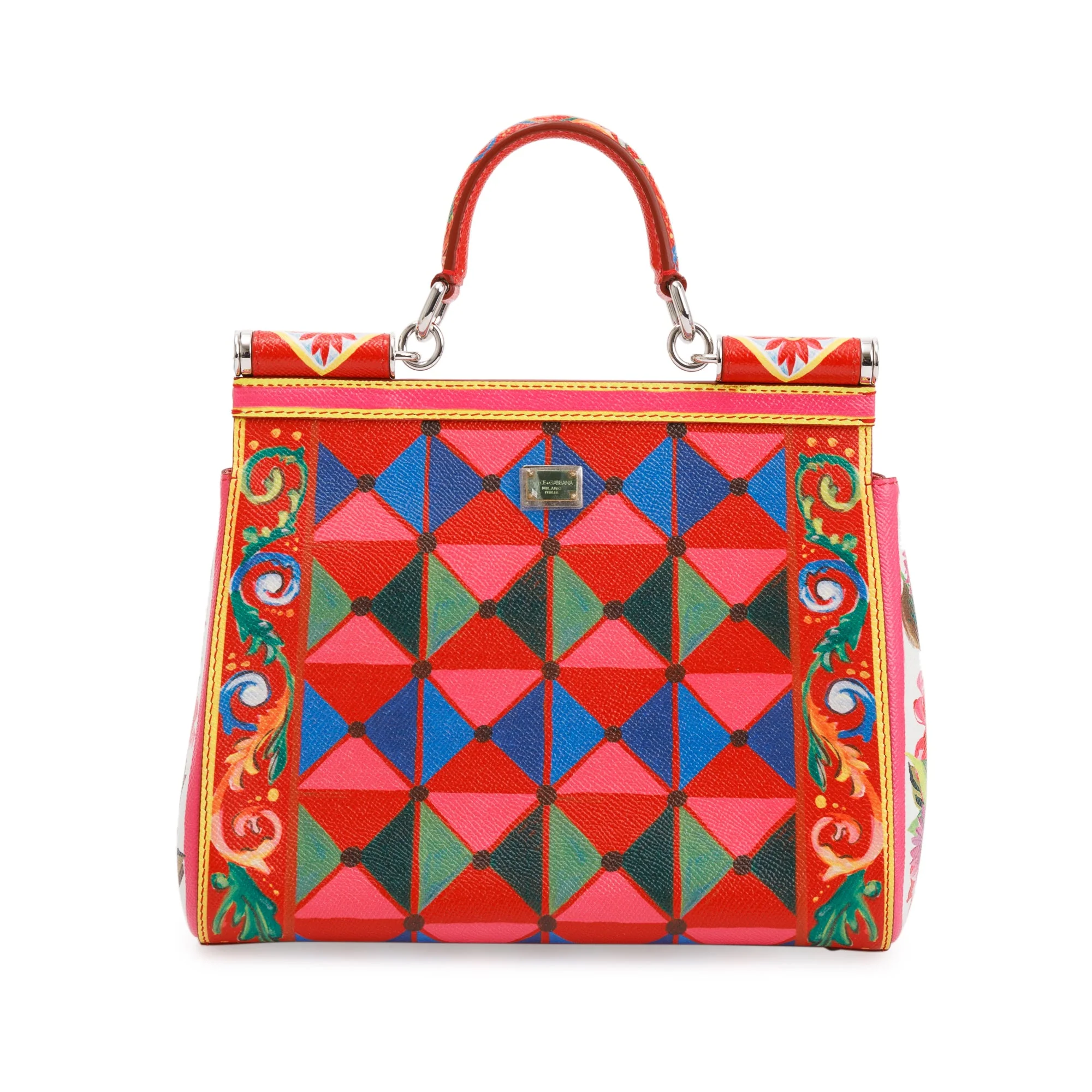 Dolce & Gabbana Multicolour Mambo Print Dauphine Leather Medium Miss Sicily Bag w/ Strap & Authenticity Card - Image 5